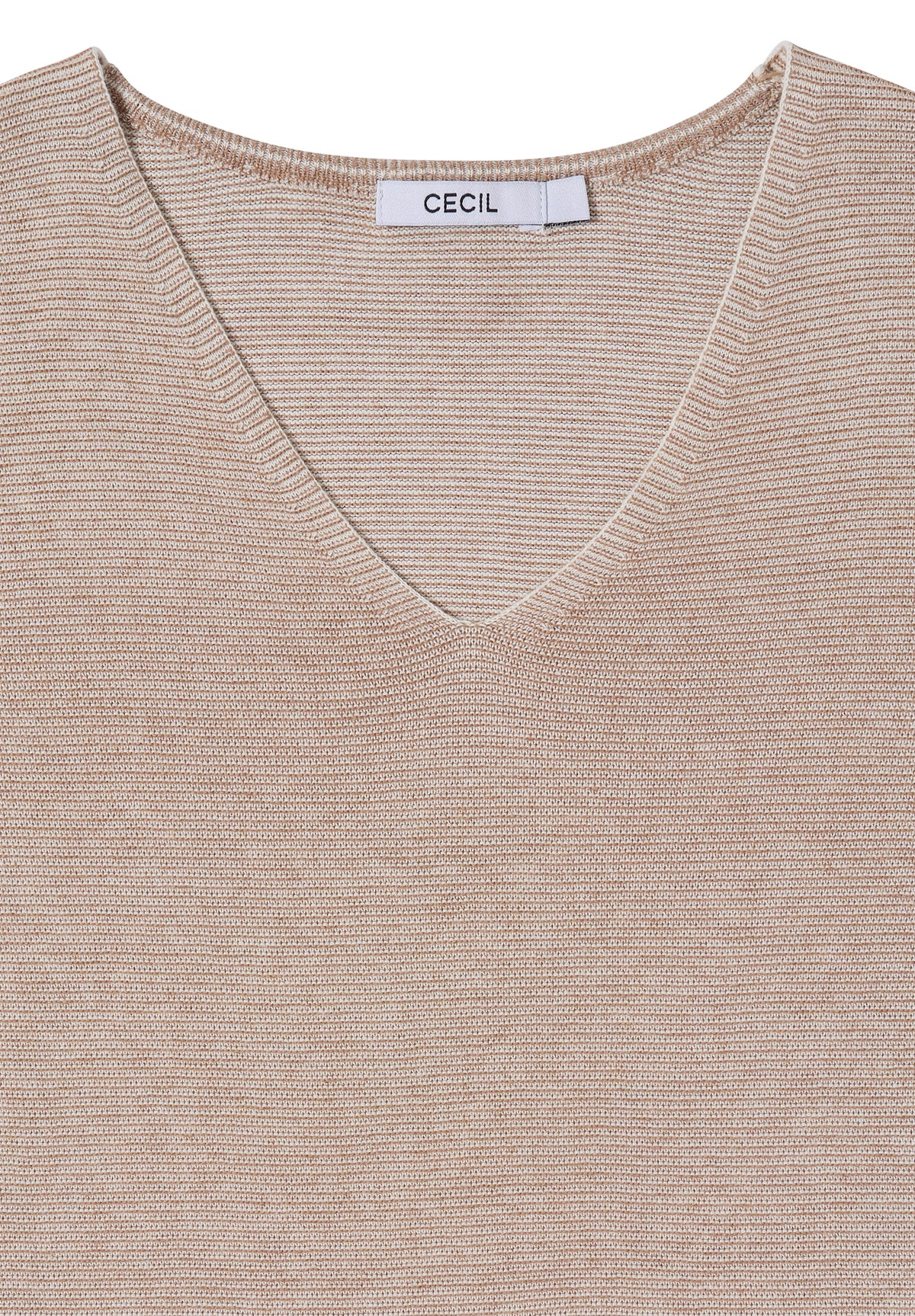 CECIL - Pullover im Two-Tone-Look mit V-Neck - Farbe: creamy mocha melange
