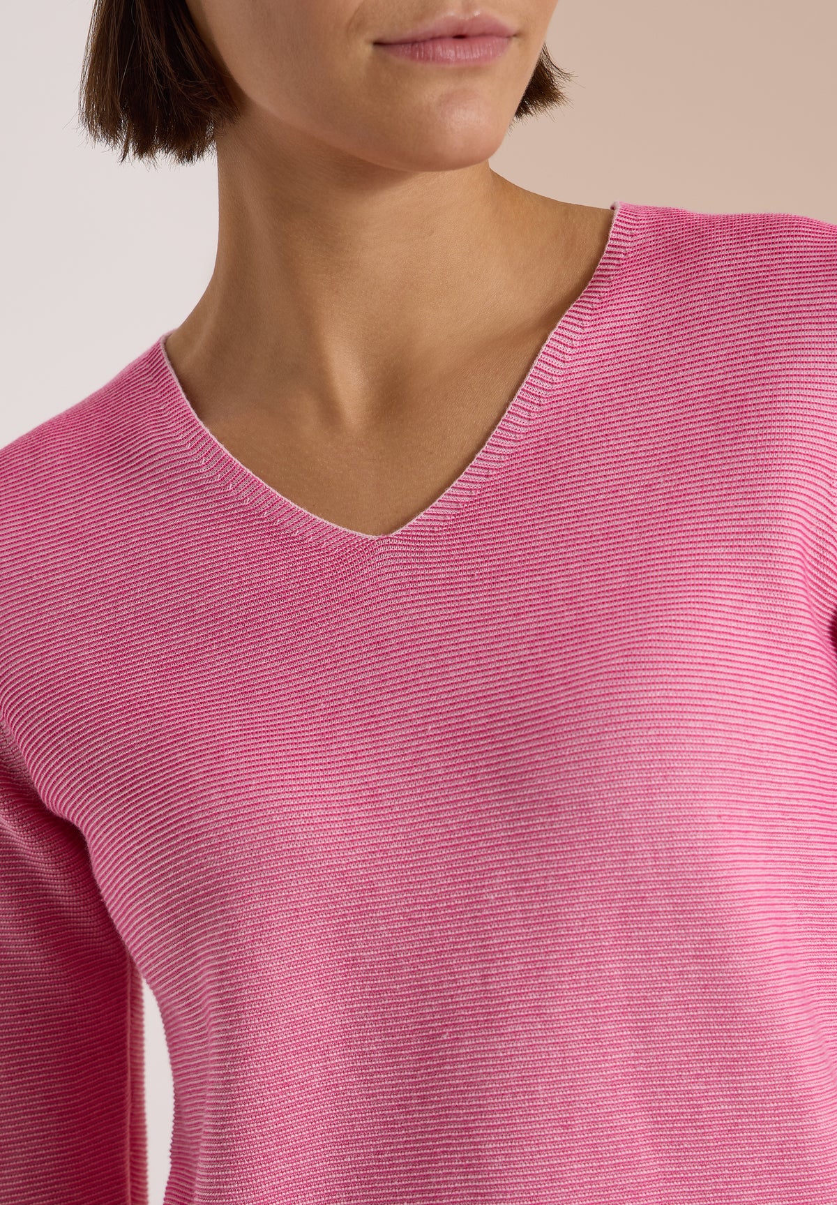 CECIL - Pullover im Two-Tone-Look mit V-Neck - Farbe: mellow rose
