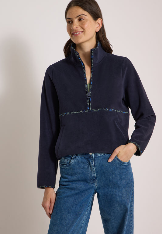 CECIL - Fleece-Pullover mit Leo-Details - Farbe: urban dark blue