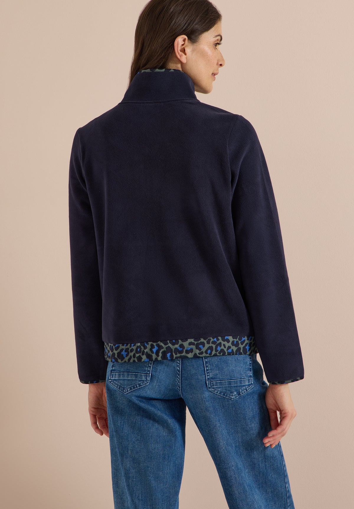 CECIL - Fleece-Pullover mit Leo-Details - Farbe: urban dark blue