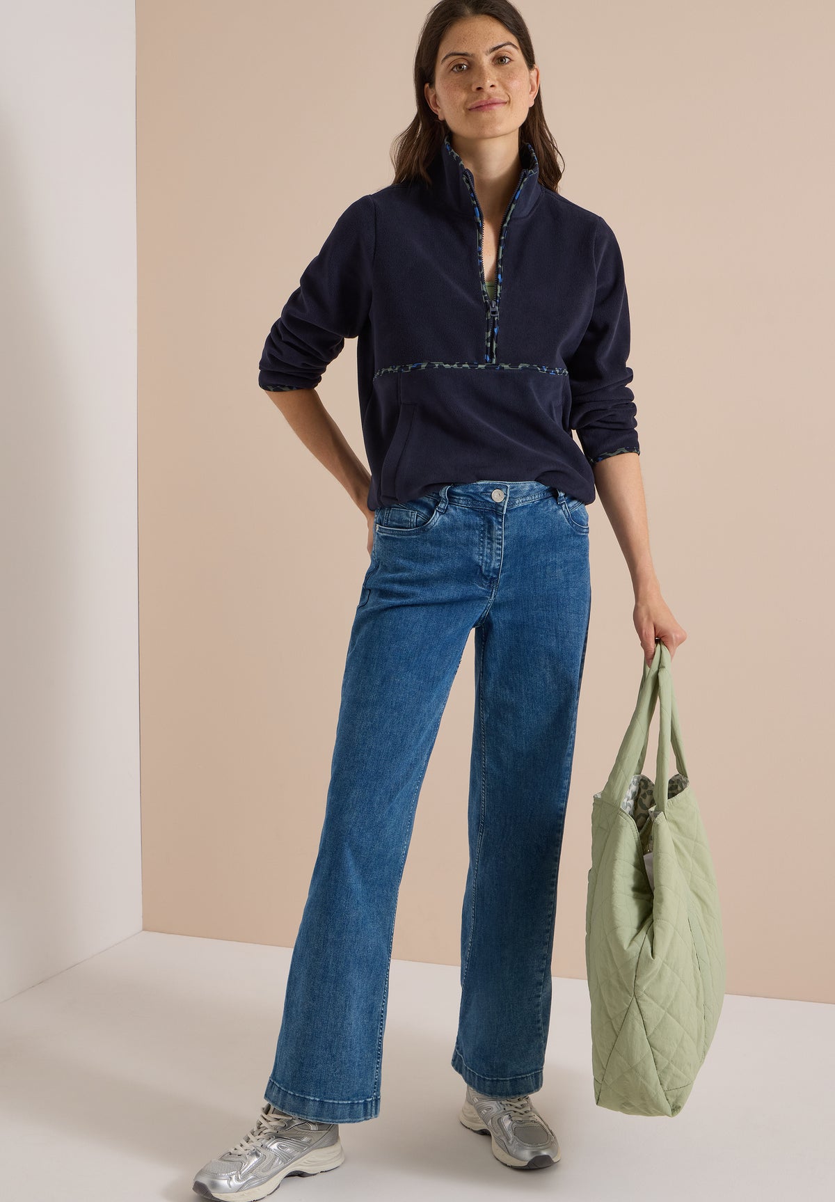 CECIL - Fleece-Pullover mit Leo-Details - Farbe: urban dark blue