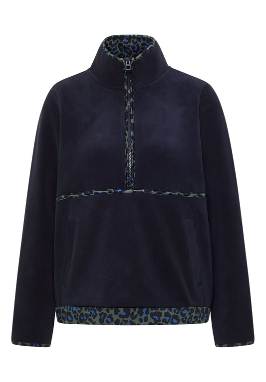 CECIL - Fleece-Pullover mit Leo-Details - Farbe: urban dark blue