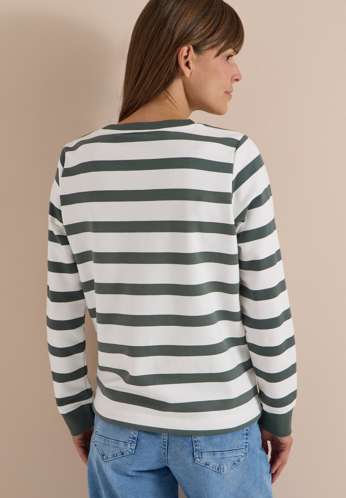 CECIL - Sweatshirt mit Rundhals und Tunnelzug - Farbe: dried olive green