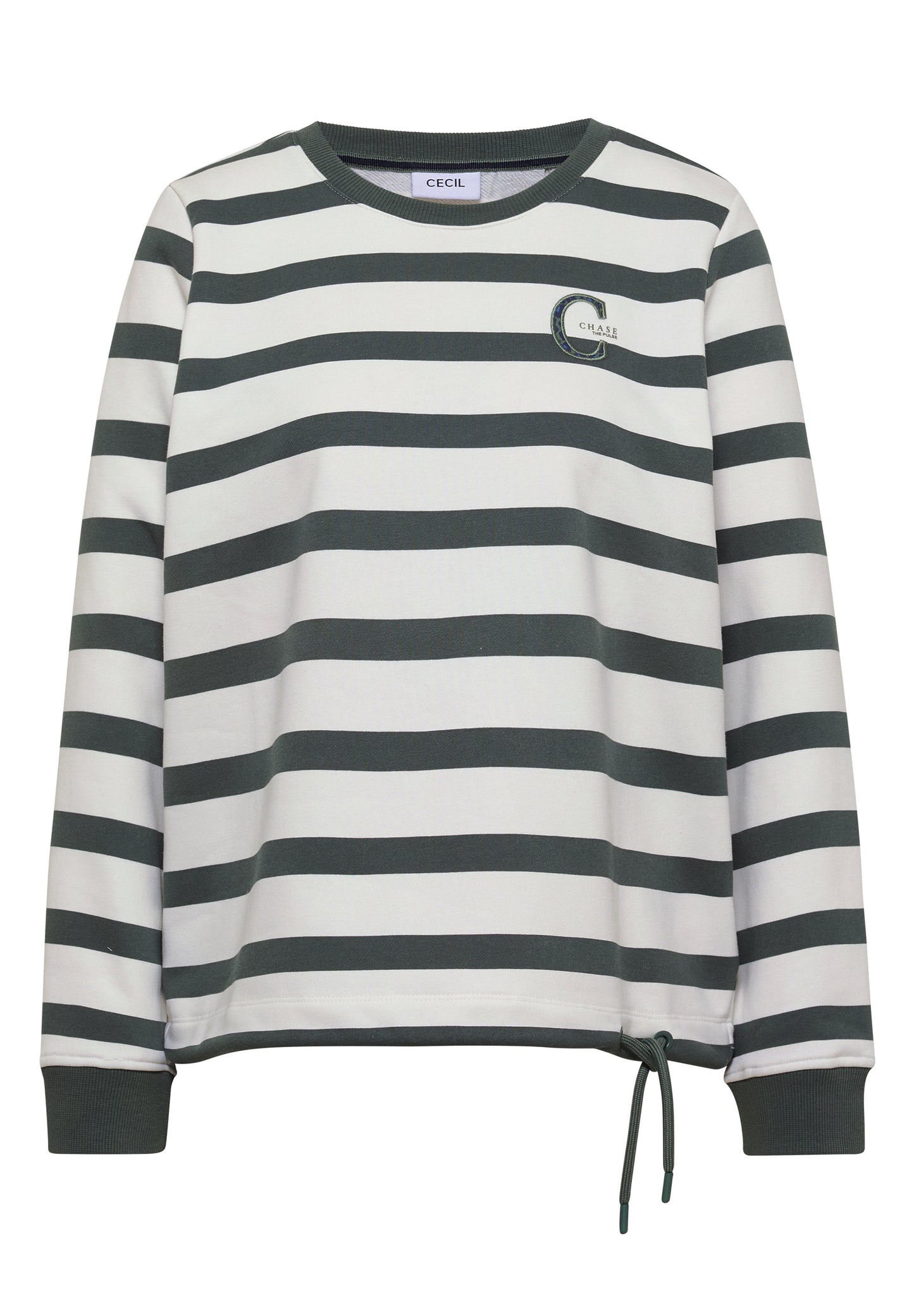 CECIL - Sweatshirt mit Rundhals und Tunnelzug - Farbe: dried olive green