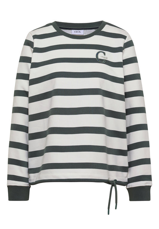 CECIL - Sweatshirt mit Rundhals und Tunnelzug - Farbe: dried olive green