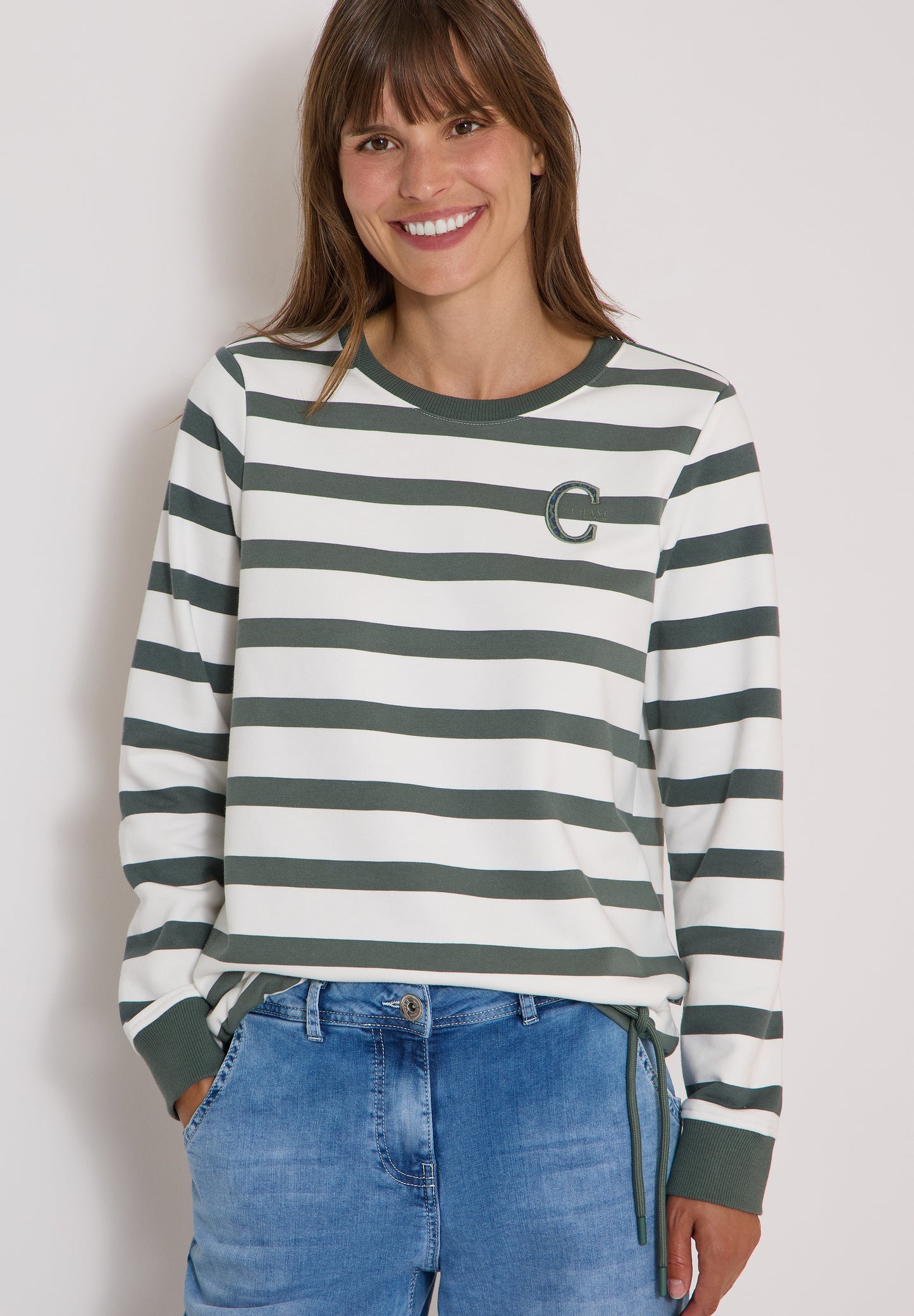 CECIL - Sweatshirt mit Rundhals und Tunnelzug - Farbe: dried olive green