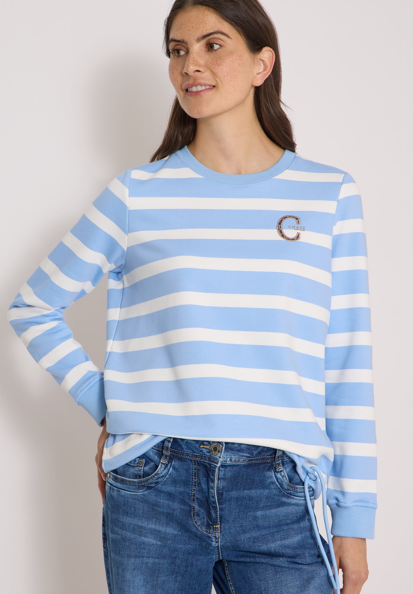 CECIL - Sweatshirt mit Rundhals und Tunnelzug - Farbe: easy blue