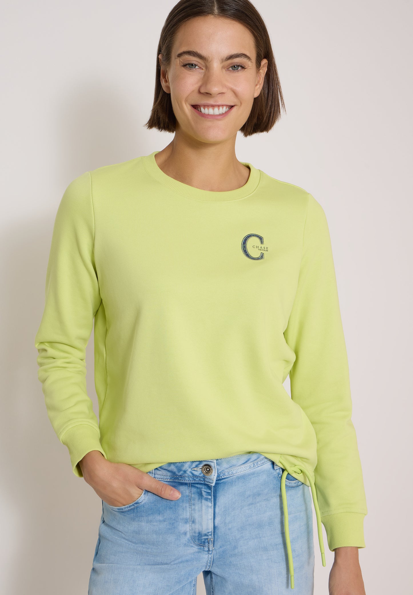 CECIL - Sweatshirt mit Rundhals und Tunnelzug - Farbe: citrin green
