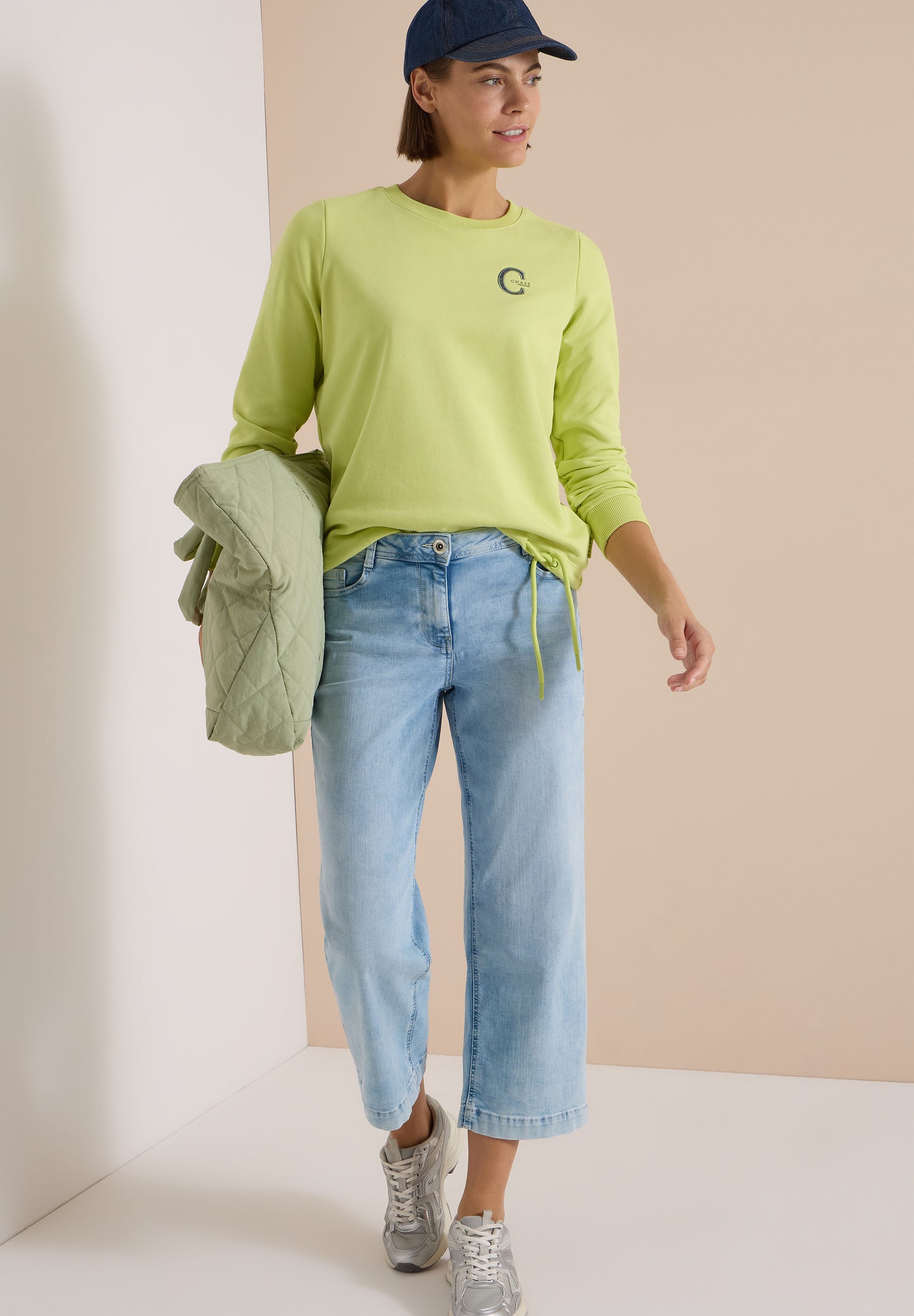 CECIL - Sweatshirt mit Rundhals und Tunnelzug - Farbe: citrin green