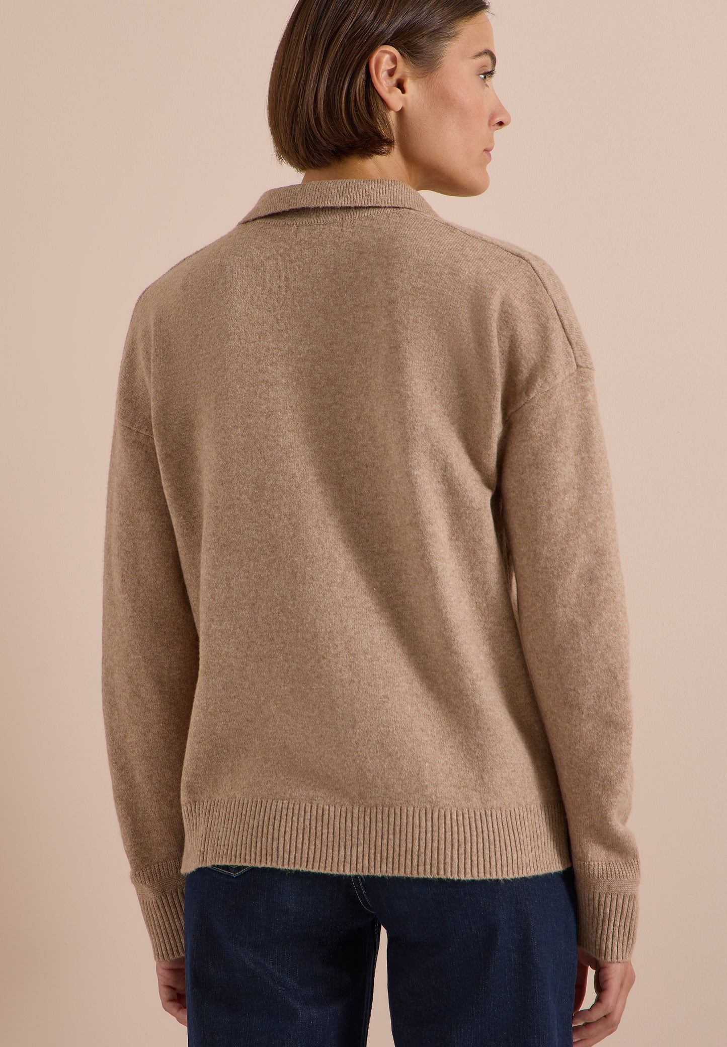 CECIL - Langarm Pullover mit Polokragen - Farbe: creamy mocha melange