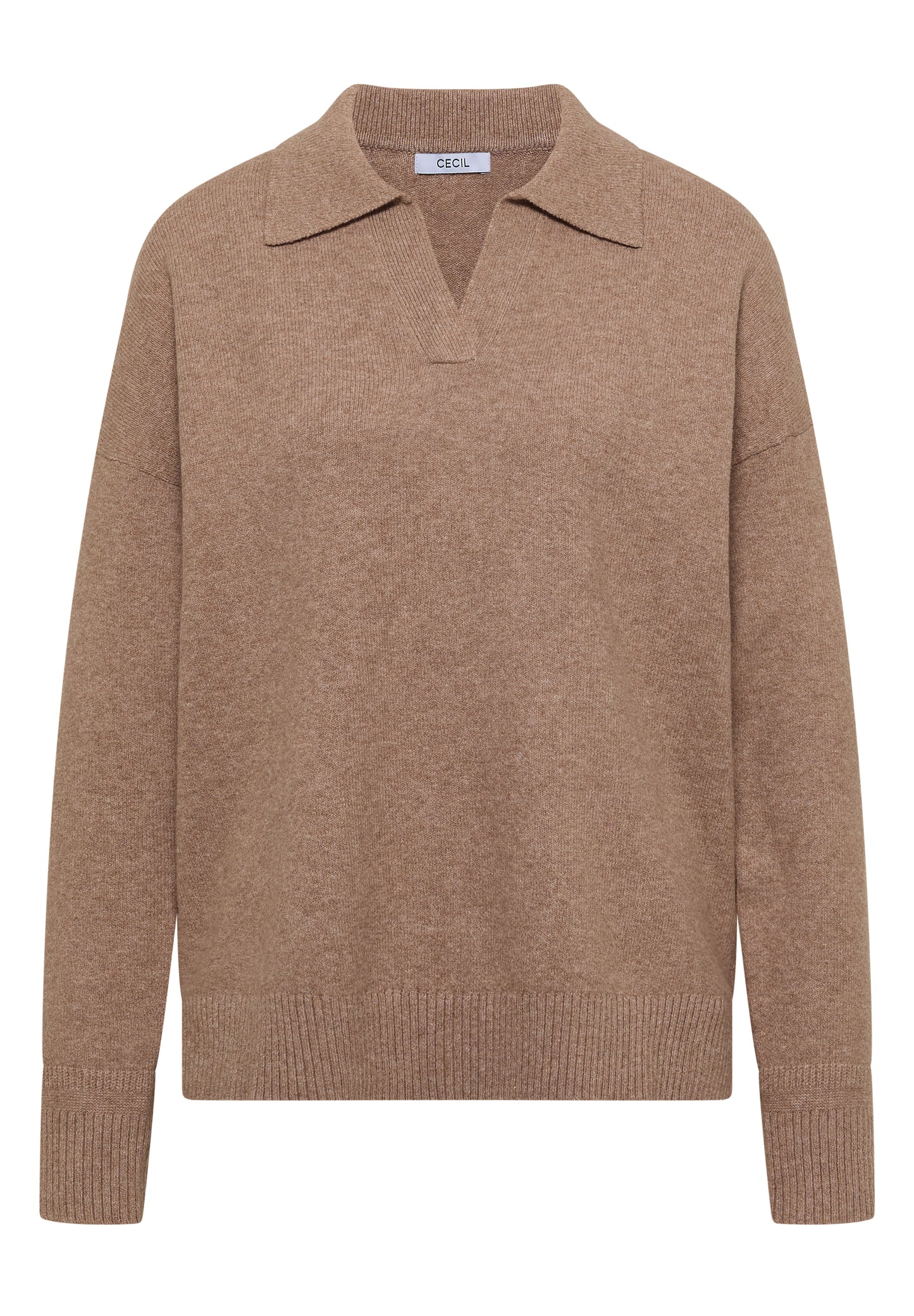 CECIL - Langarm Pullover mit Polokragen - Farbe: creamy mocha melange