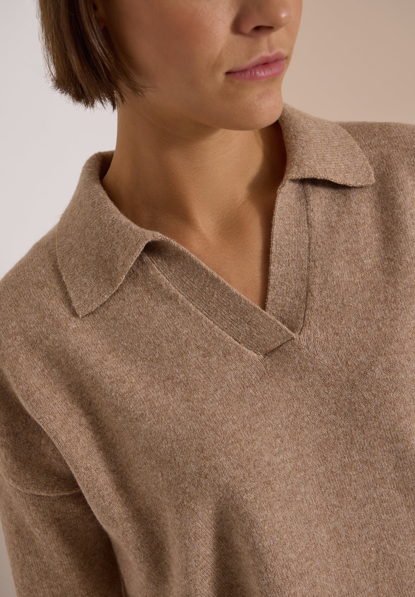 CECIL - Langarm Pullover mit Polokragen - Farbe: creamy mocha melange
