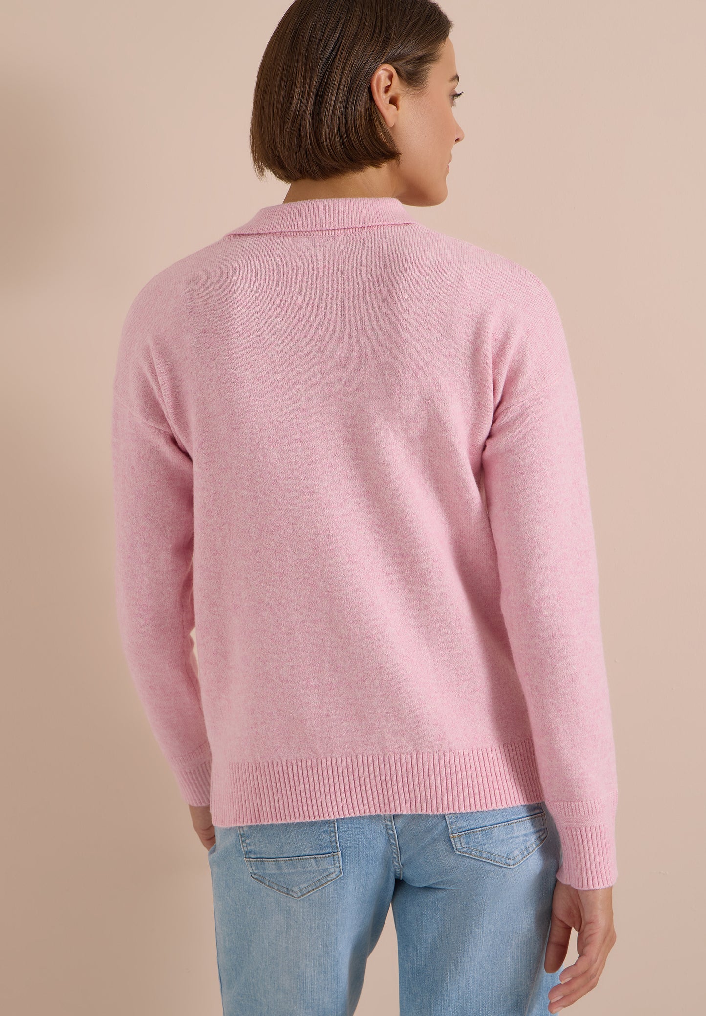 CECIL - Langarm Pullover mit Polokragen - Farbe: mellow rose melange