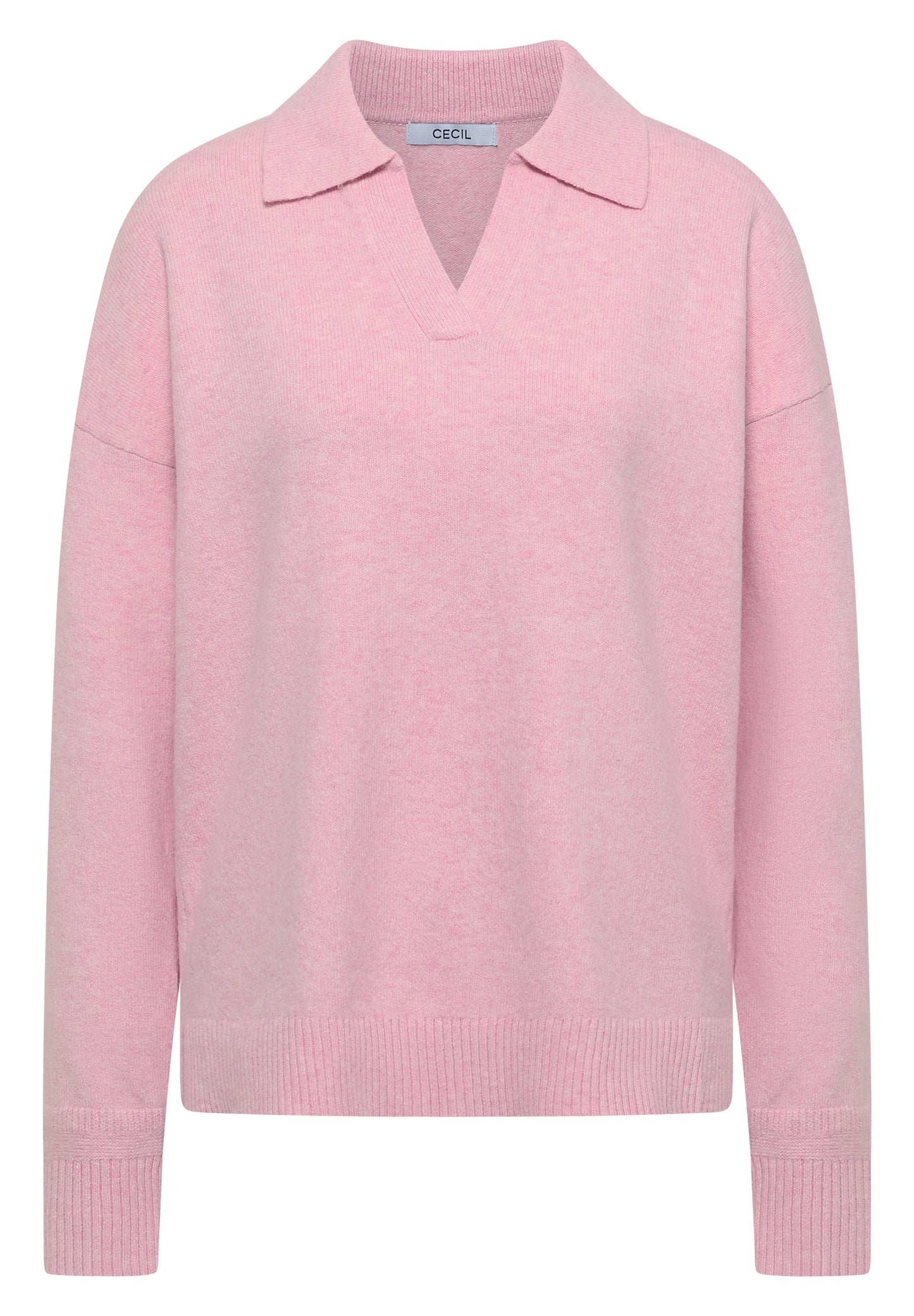 CECIL - Langarm Pullover mit Polokragen - Farbe: mellow rose melange