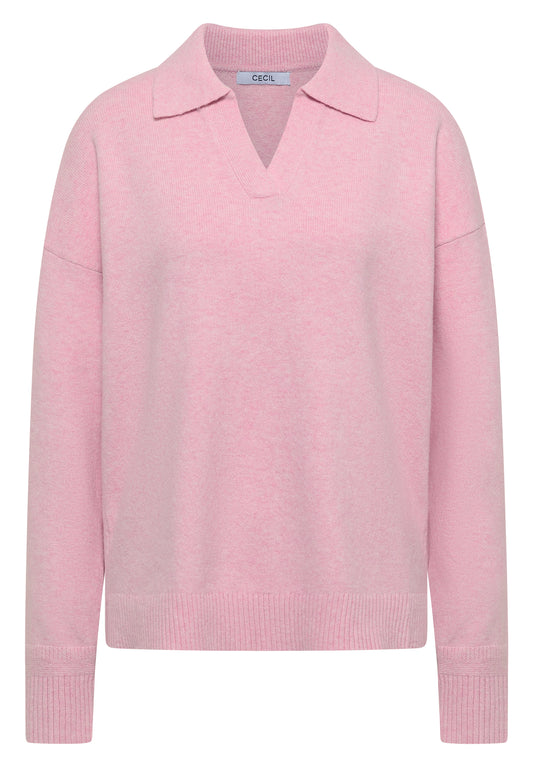 CECIL - Langarm Pullover mit Polokragen - Farbe: mellow rose melange