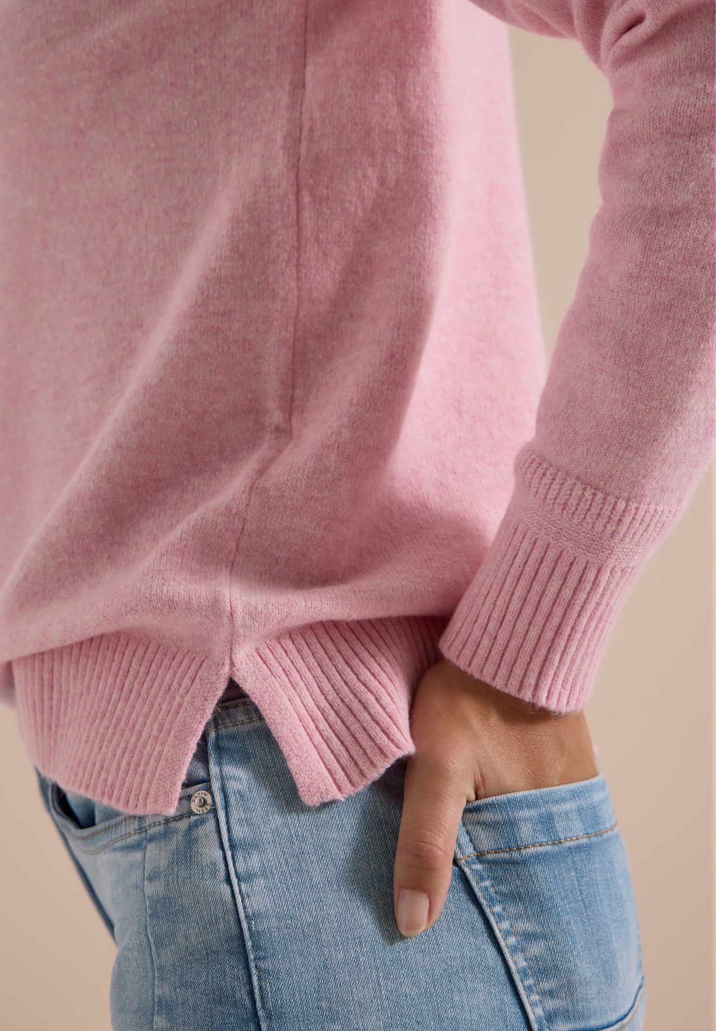 CECIL - Langarm Pullover mit Polokragen - Farbe: mellow rose melange