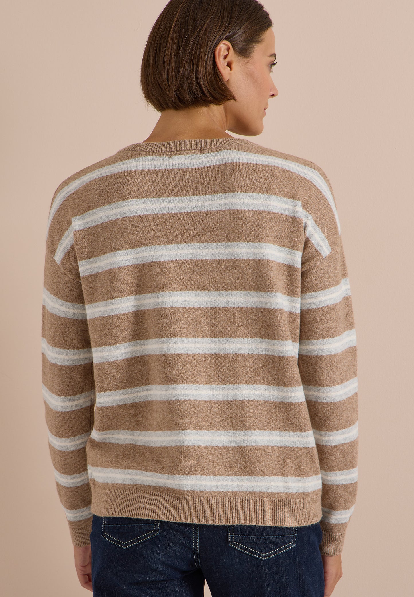 CECIL - Pullover mit Boat Neck und Streifen - Farbe: creamy mocha melange