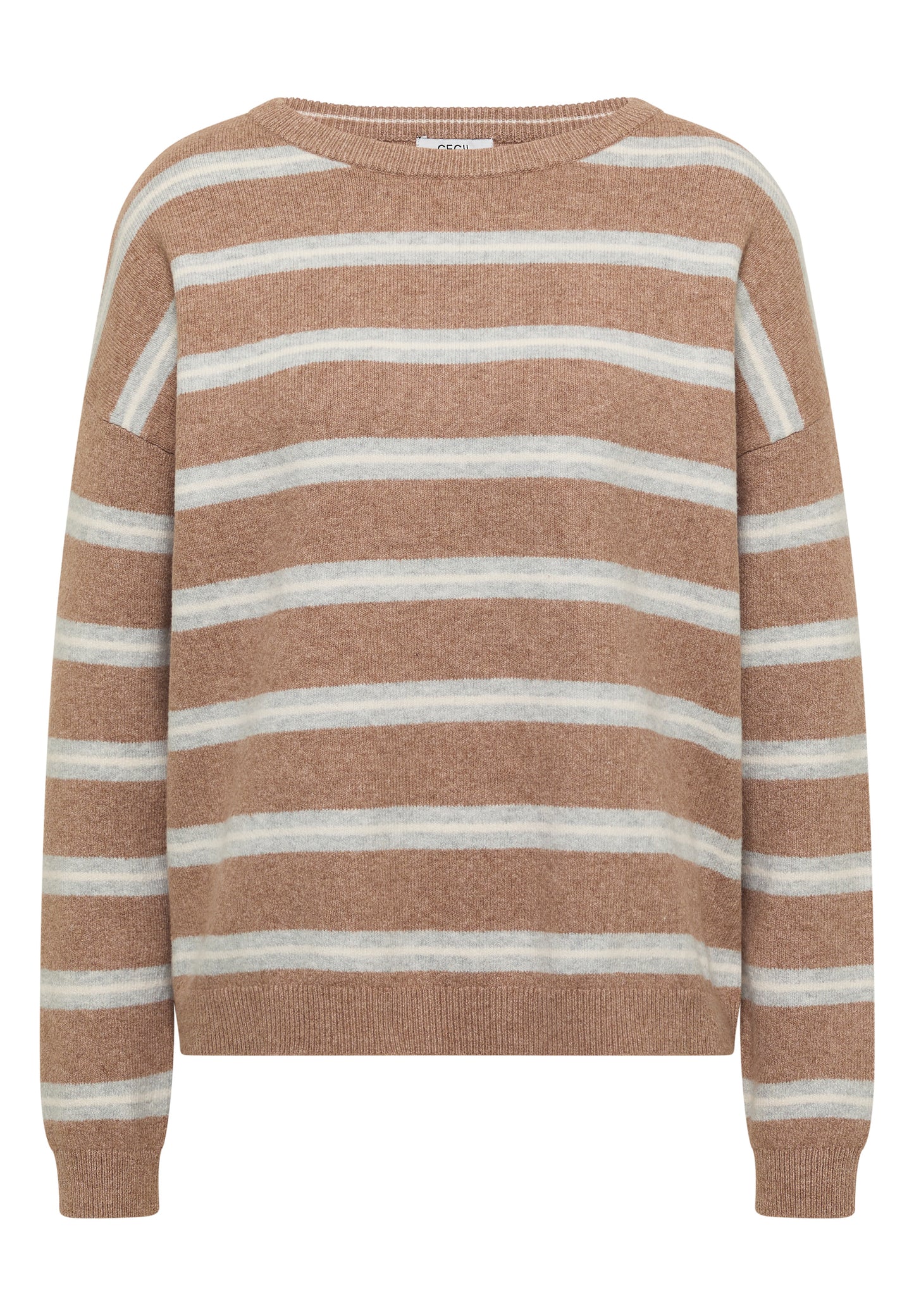 CECIL - Pullover mit Boat Neck und Streifen - Farbe: creamy mocha melange