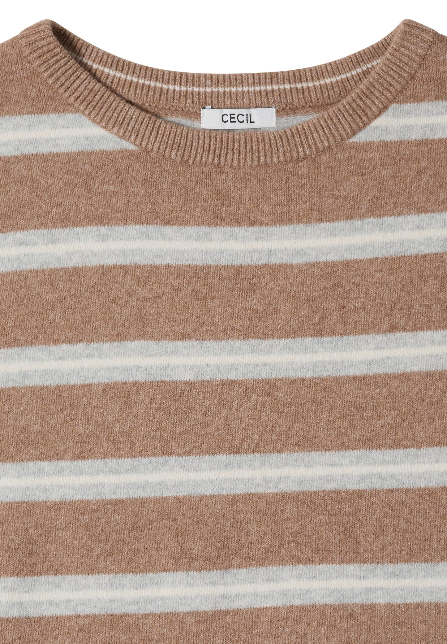 CECIL - Pullover mit Boat Neck und Streifen - Farbe: creamy mocha melange