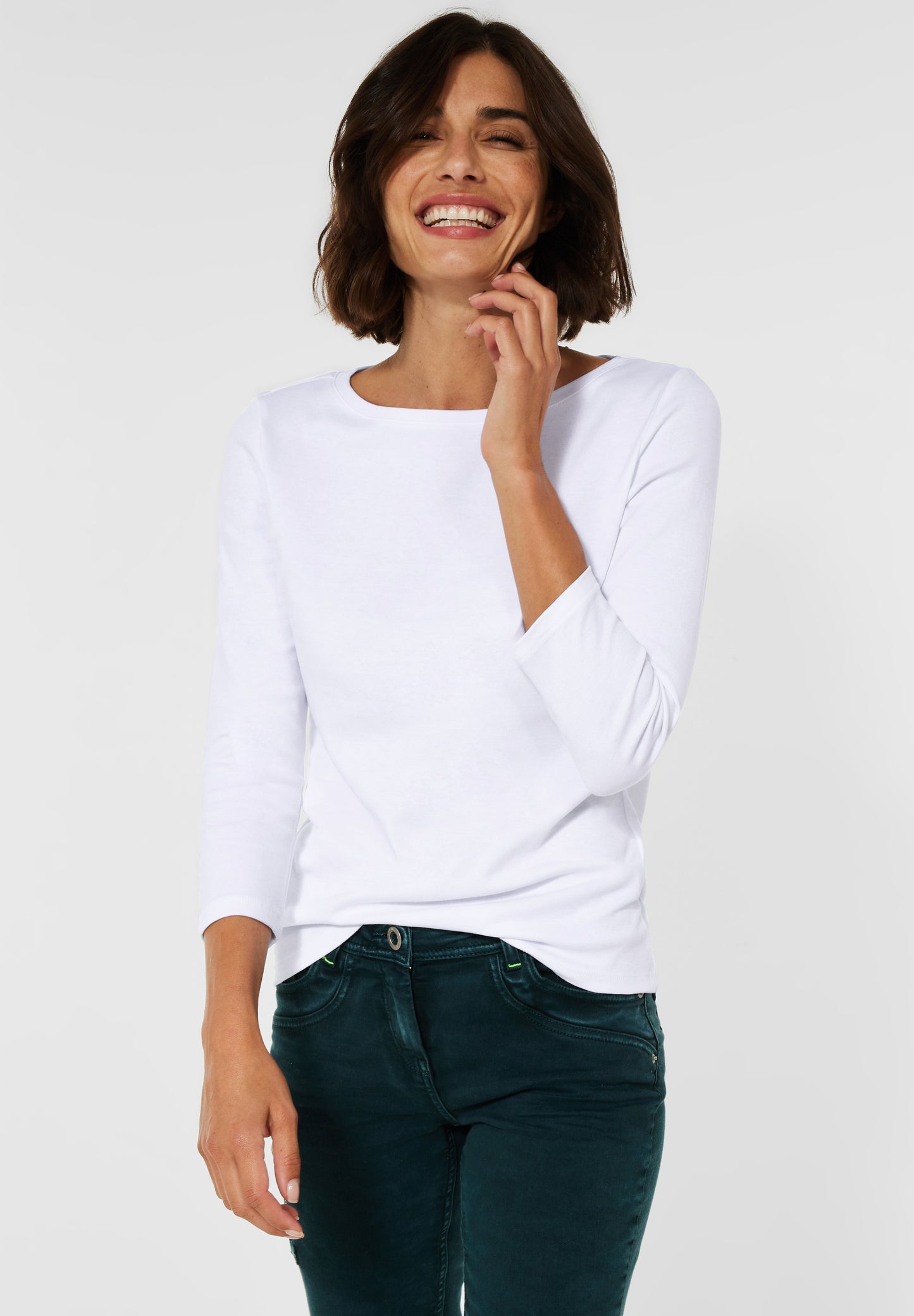 CECIL Basic T-Shirt in Unifarbe - Farbe: White