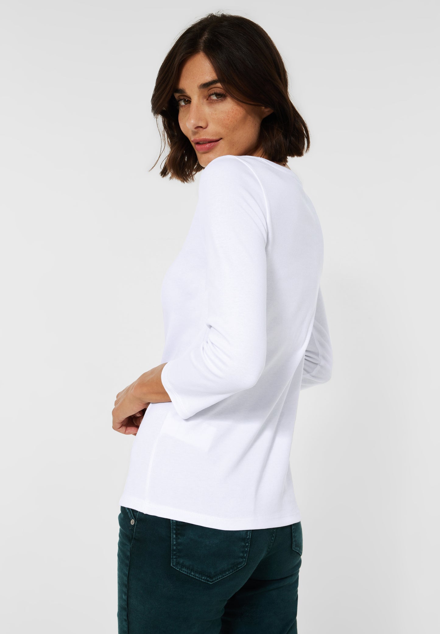 CECIL Basic T-Shirt in Unifarbe - Farbe: White