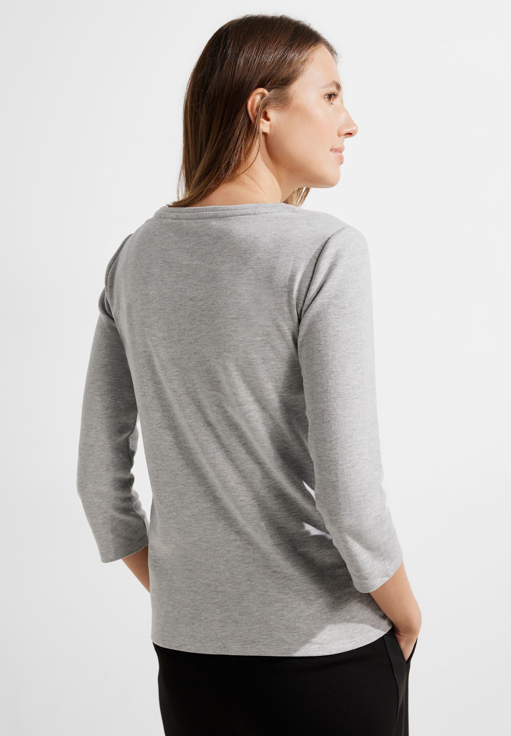 CECIL - Basic Shirt in Unifarbe - Farbe: grey melange – TWISTY Mode