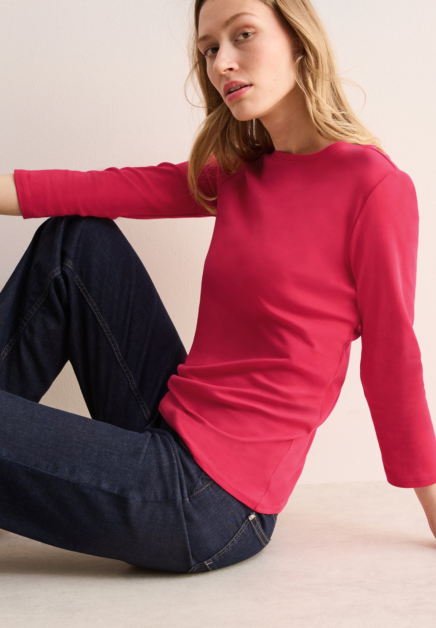 CECIL Basic Shirt in Unifarbe - Farbe: granita red