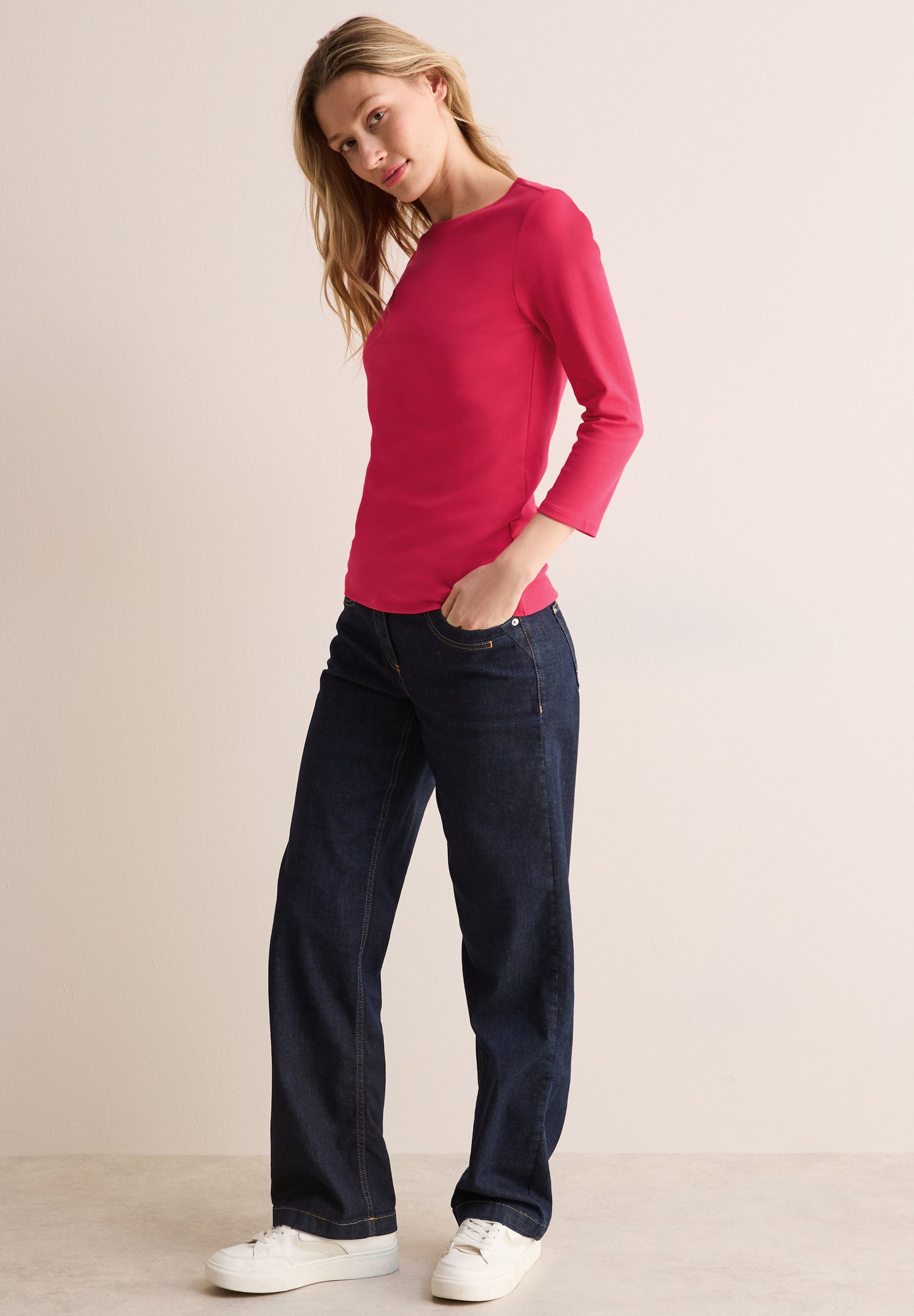 CECIL Basic Shirt in Unifarbe - Farbe: granita red