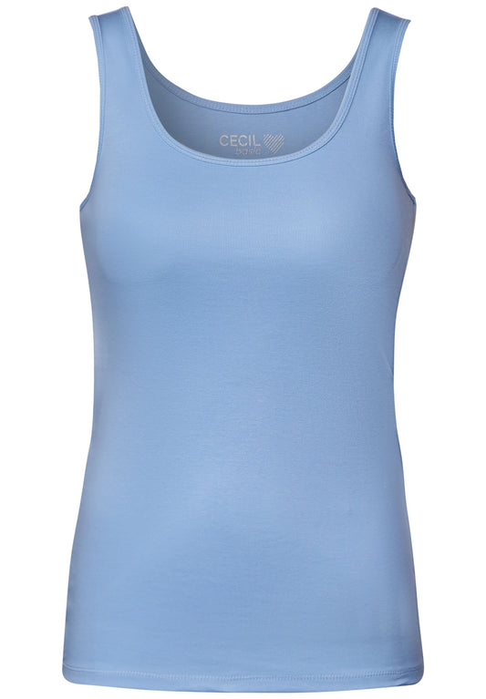 CECIL - Basic Top in Unifarbe - blau