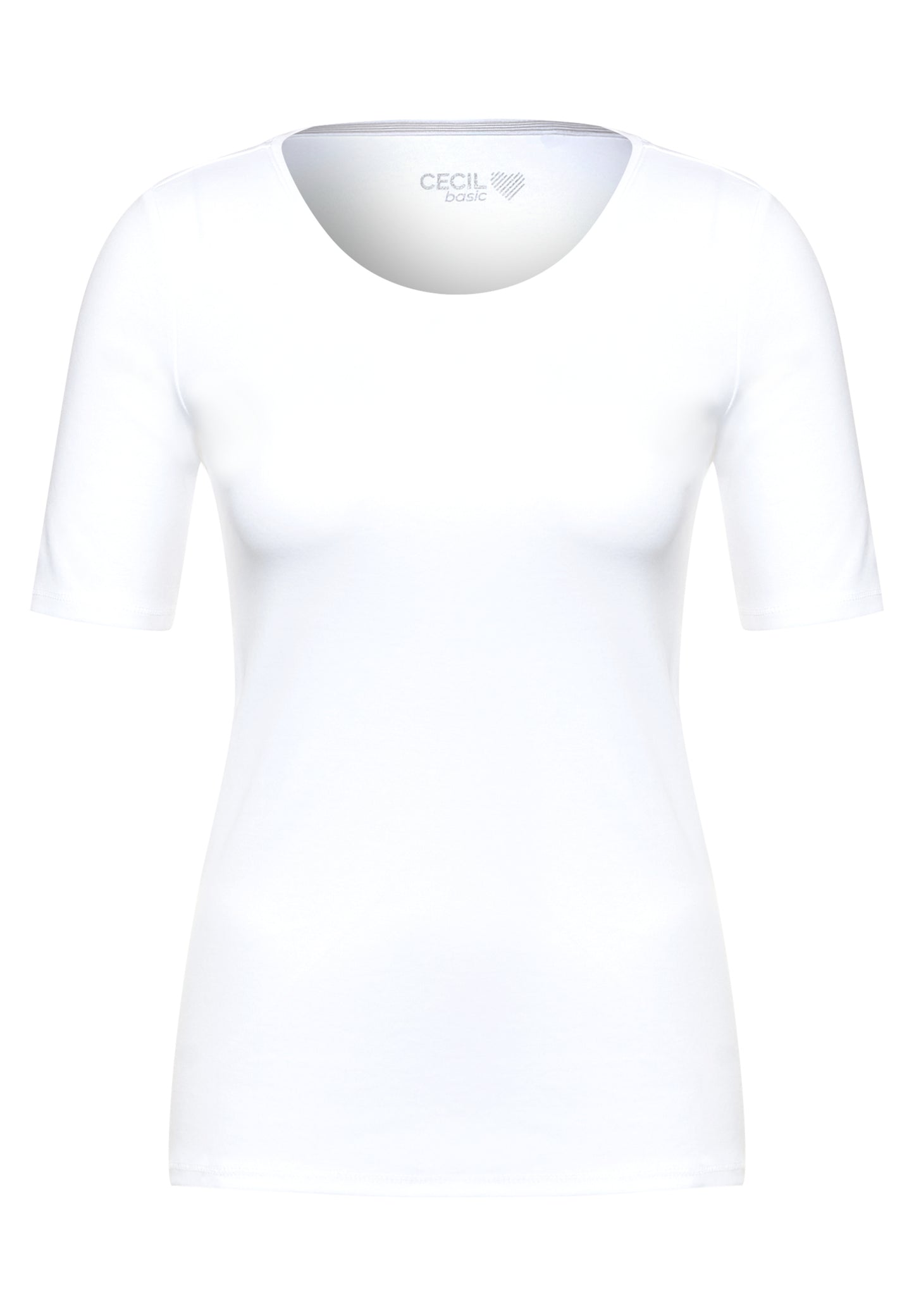 CECIL Basic T-Shirt in Unifarbe - Farbe: White