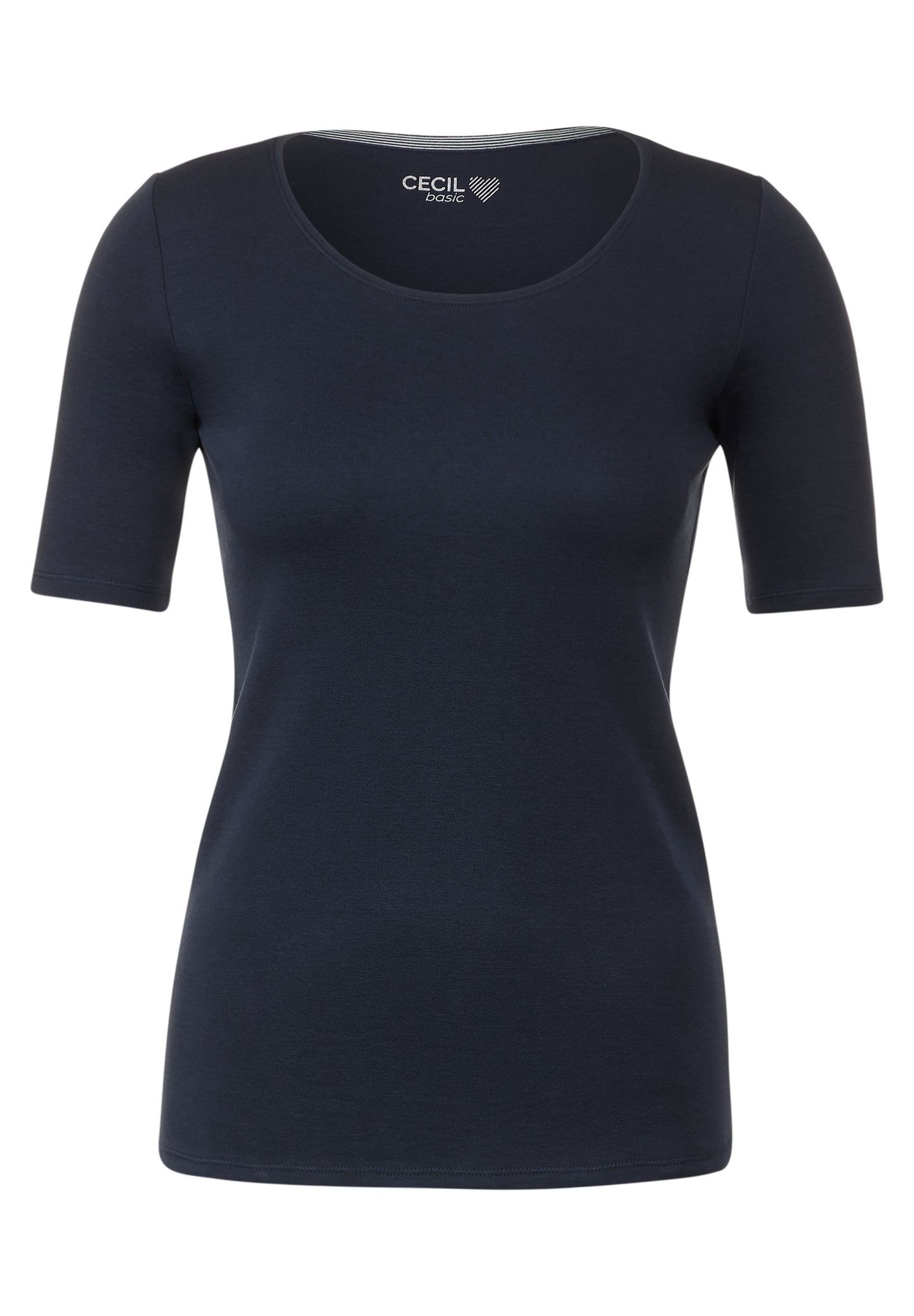 CECIL Basic T-Shirt in Unifarbe - Farbe: universal blue