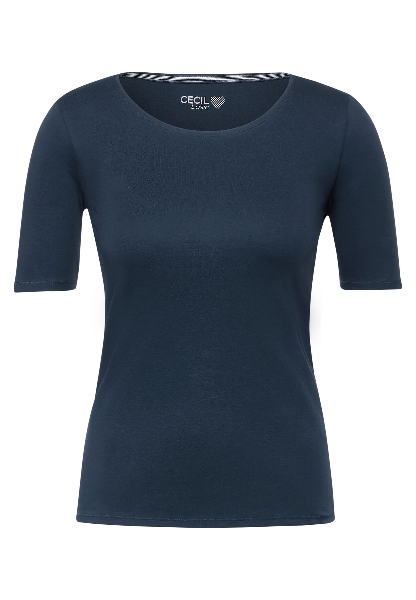 CECIL - Basic T-Shirt in Unifarbe - dark petrol blue