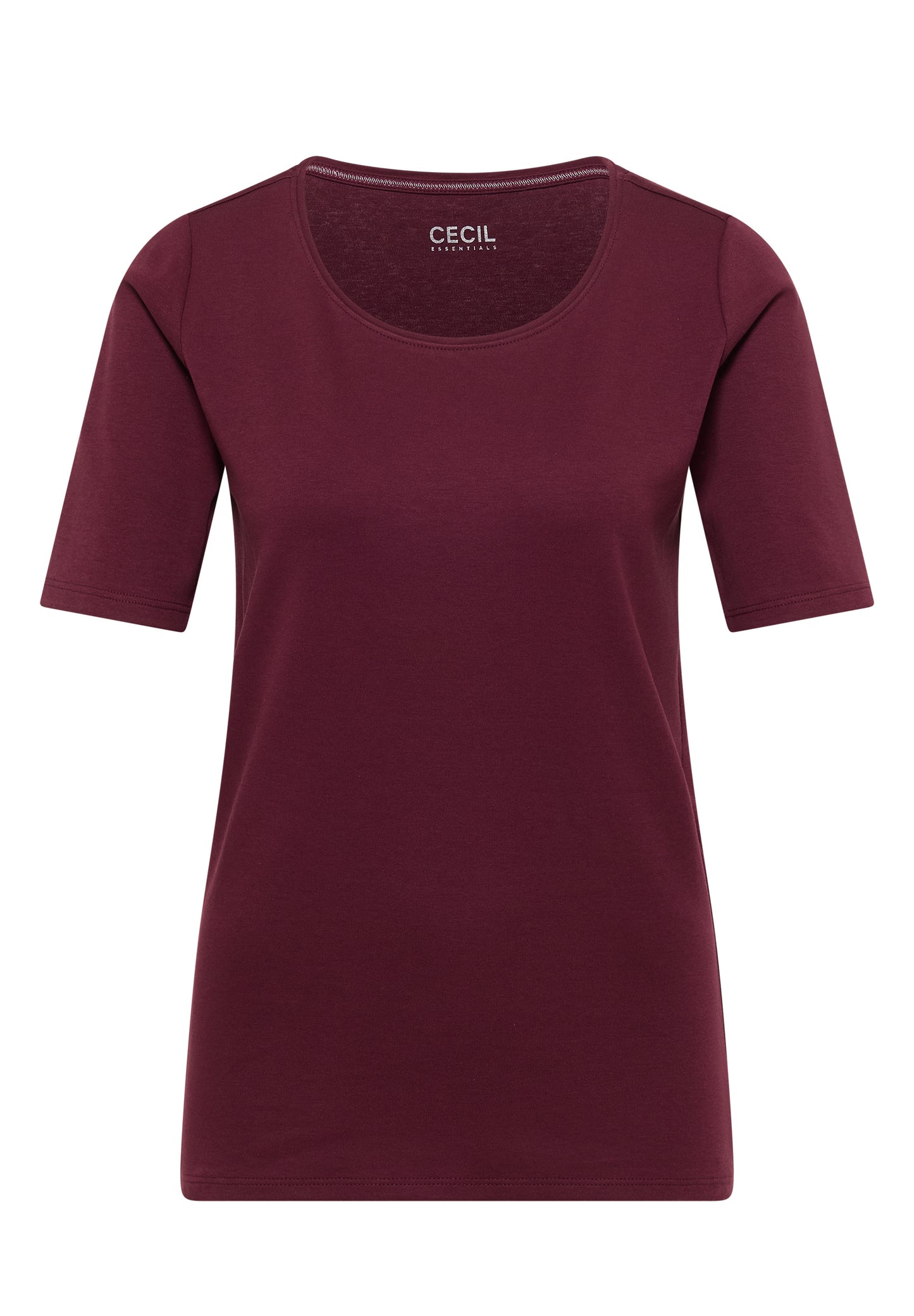 CECIL - Basic T-Shirt mit Rundhals in Unifarbe - Farbe: Rot
