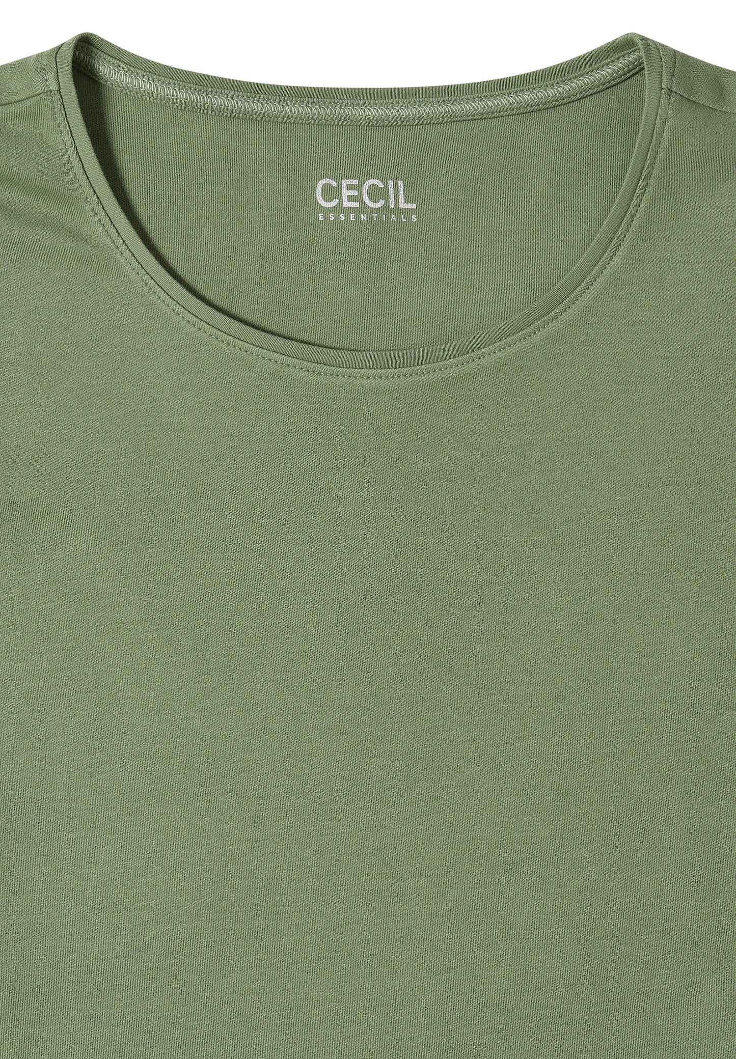 CECIL - Basic T-Shirt mit Rundhals in Unifarbe - Farbe: deep matcha green