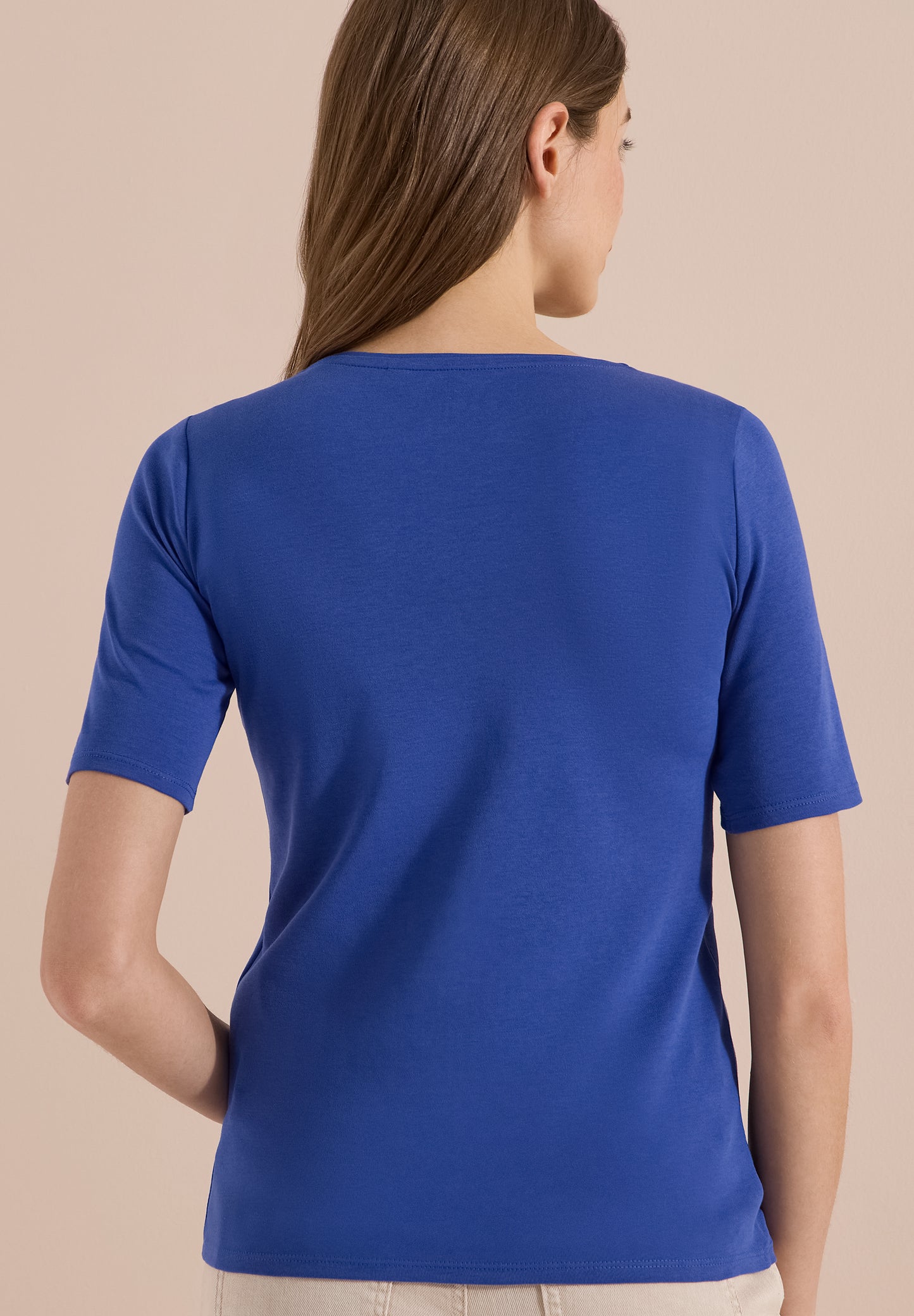 CECIL - Basic T-Shirt mit Rundhals in Unifarbe - Farbe: deep river blue
