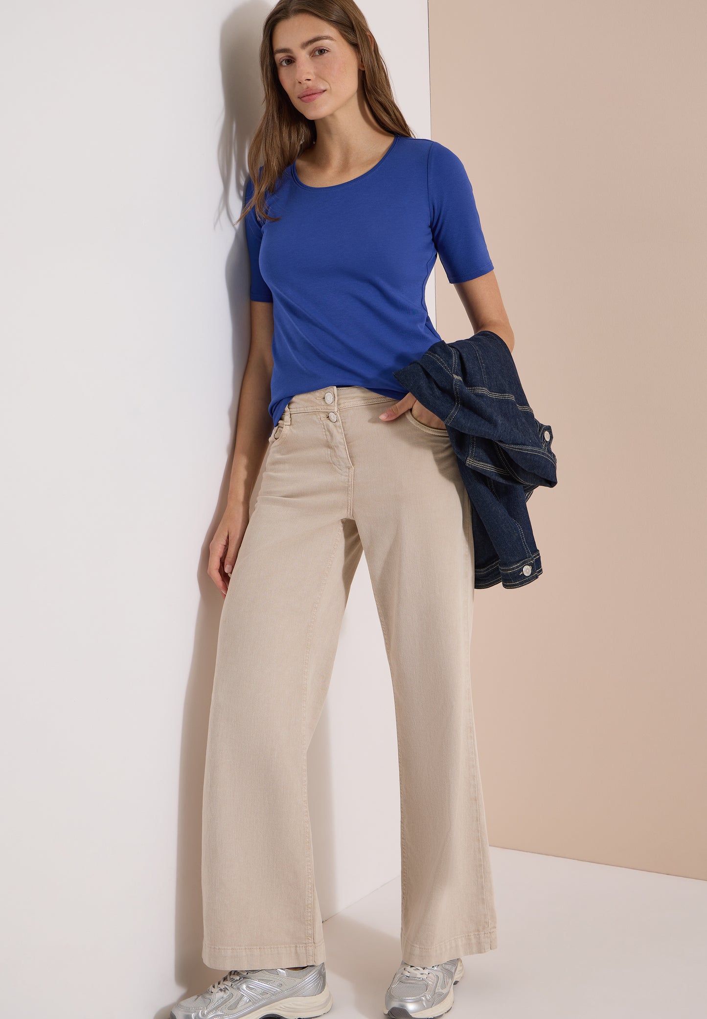 CECIL - Basic T-Shirt mit Rundhals in Unifarbe - Farbe: deep river blue