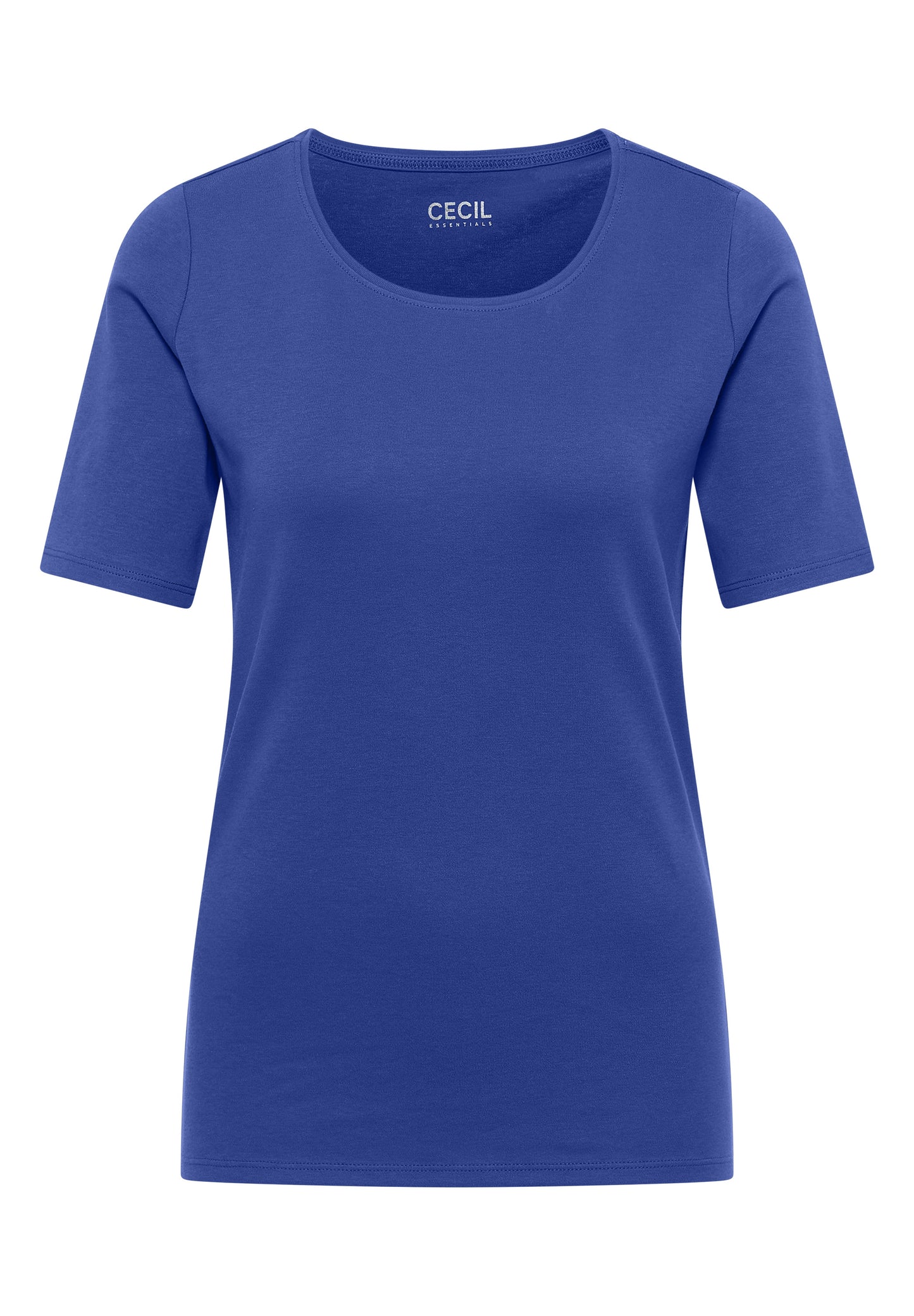 CECIL - Basic T-Shirt mit Rundhals in Unifarbe - Farbe: deep river blue