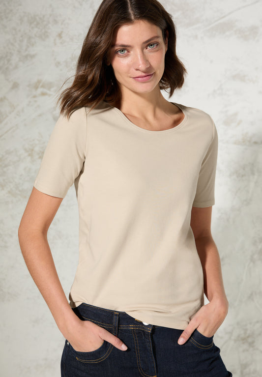 CECIL T-Shirt in Unifarbe - Farbe: pearl beige