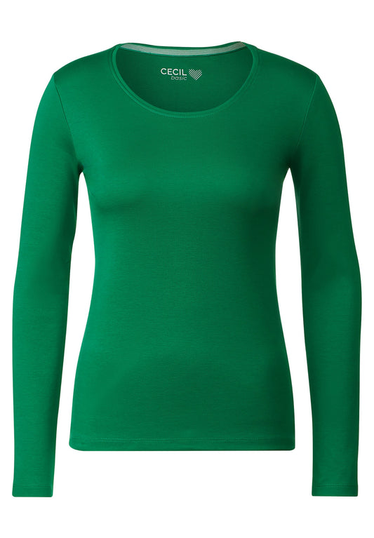 CECIL - Basic Langarmshirt - Farbe: grün