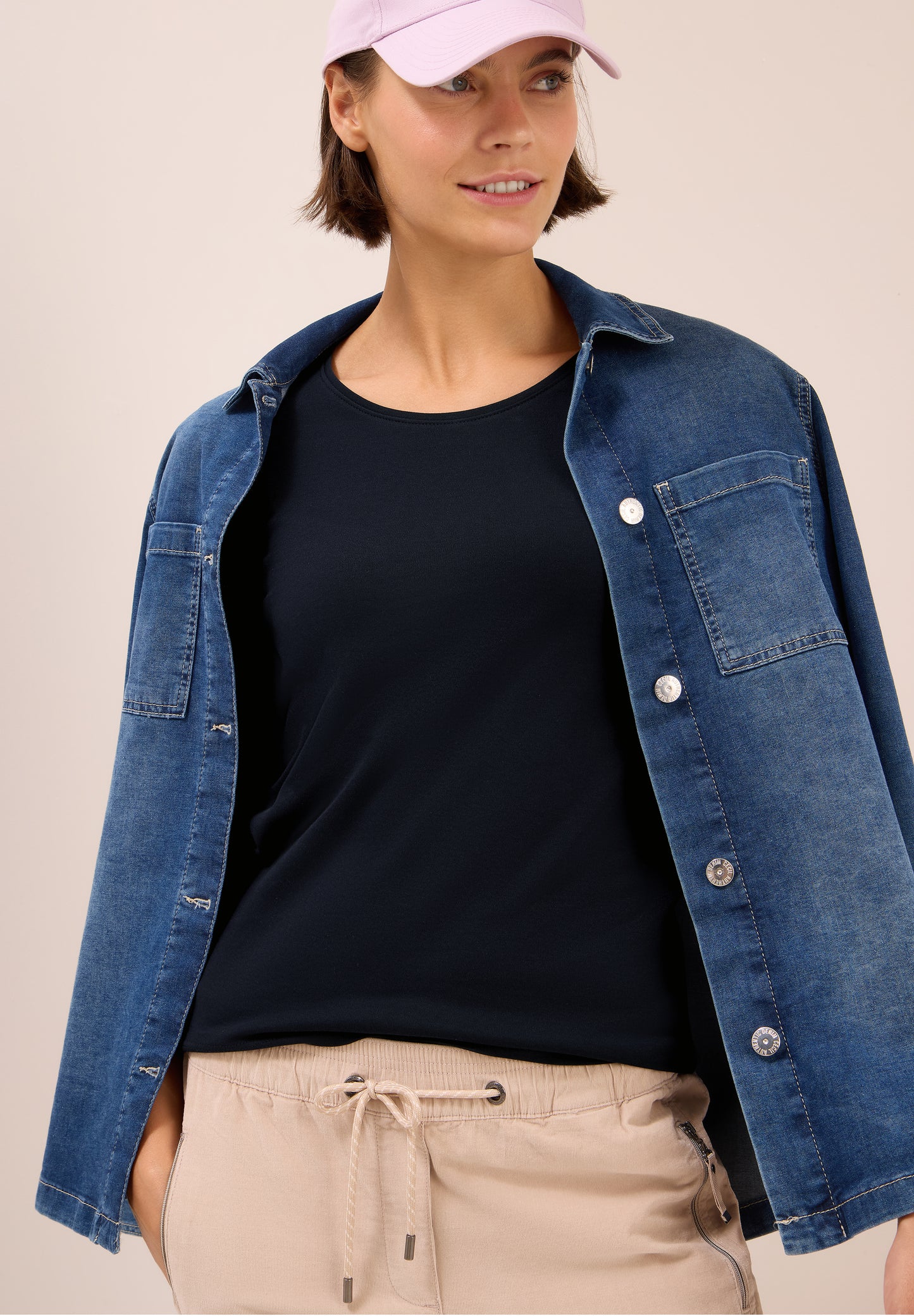 CECIL Basic Langarmshirt - Farbe: urban dark blue