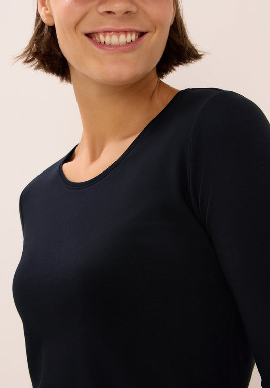CECIL Basic Langarmshirt - Farbe: urban dark blue