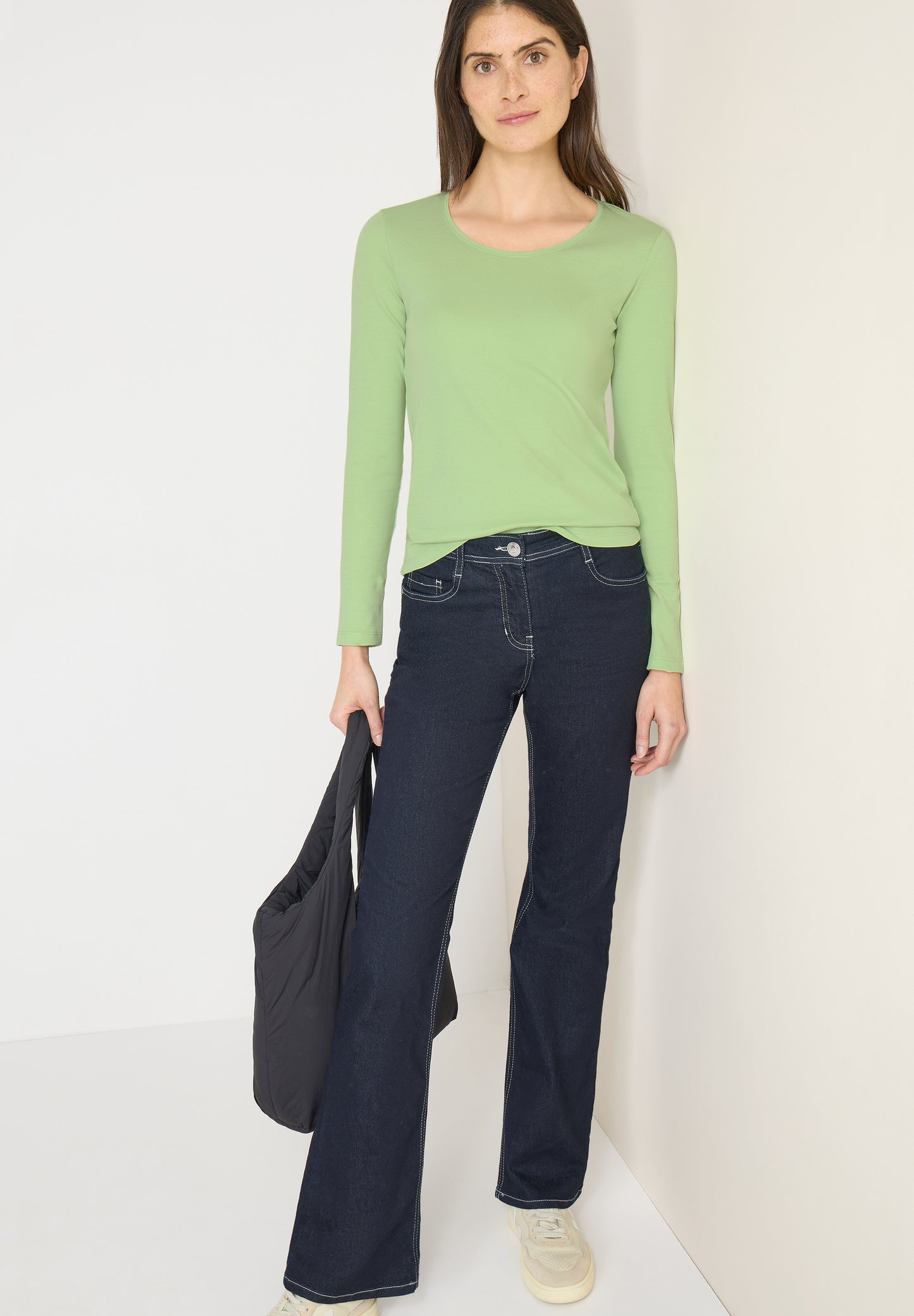 CECIL - Basic Langarmshirt - Farbe: bamboo green