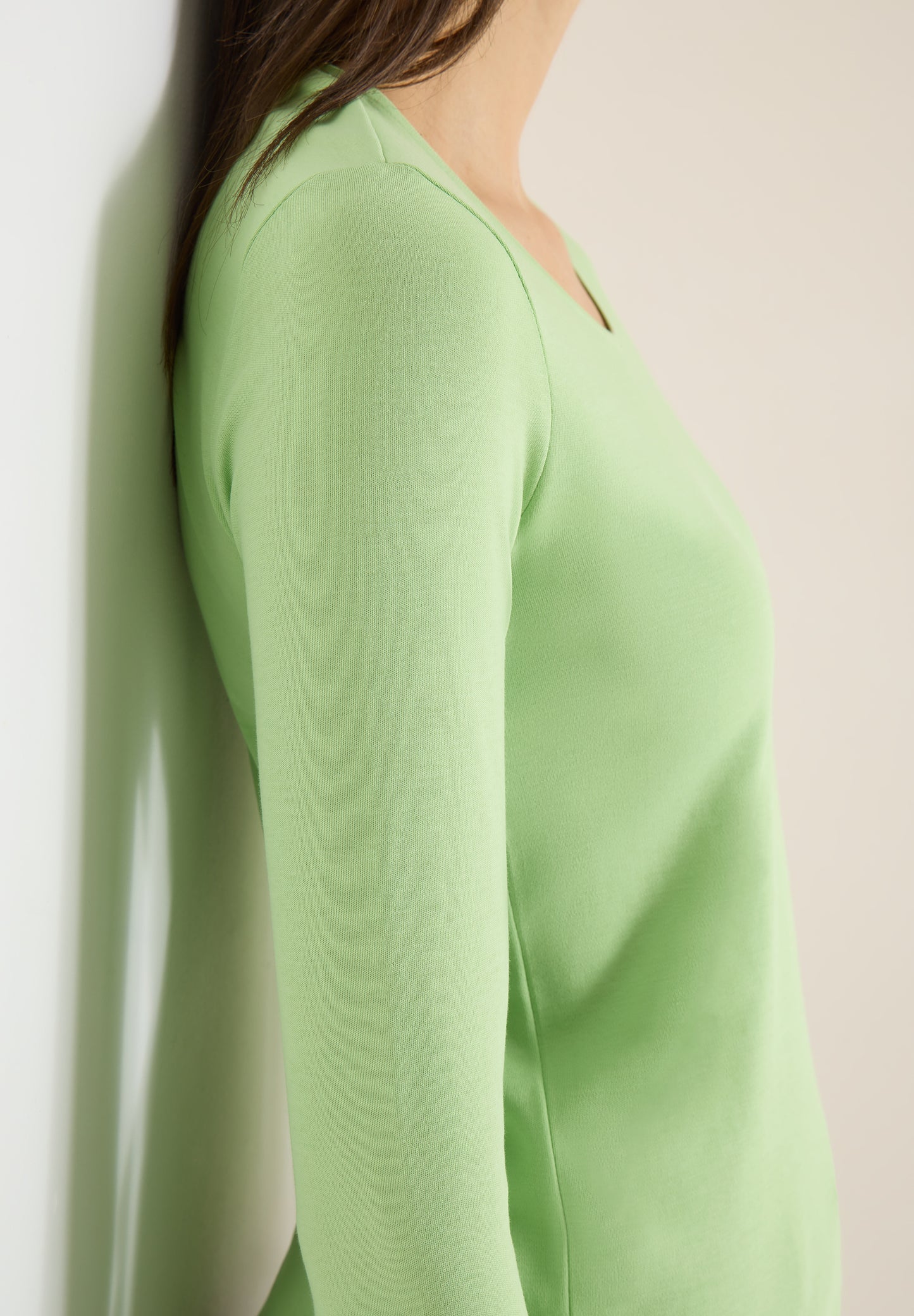 CECIL - Basic Langarmshirt - Farbe: bamboo green