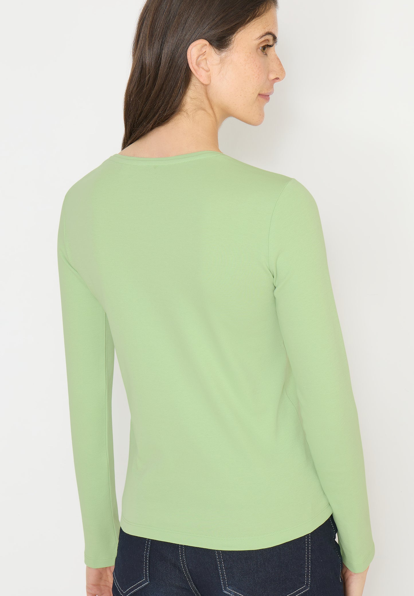 CECIL - Basic Langarmshirt - Farbe: bamboo green