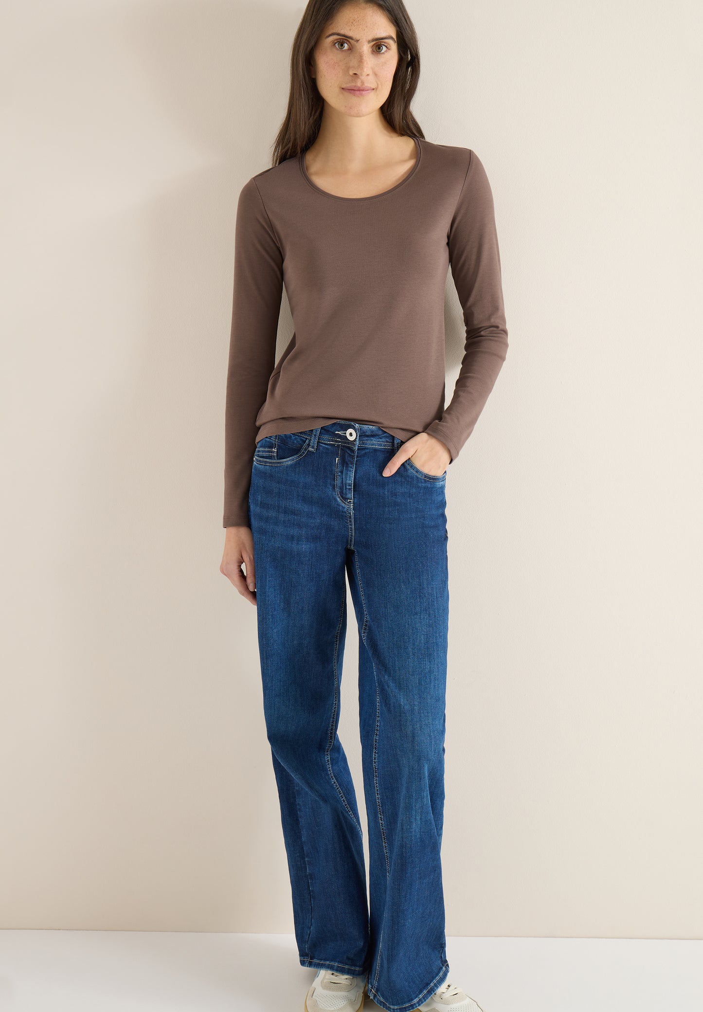 CECIL - Basic Langarmshirt - Farbe: urban taupe