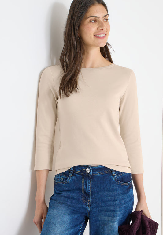 CECIL - Basic Shirt in Unifarbe - Farbe: pearl beige