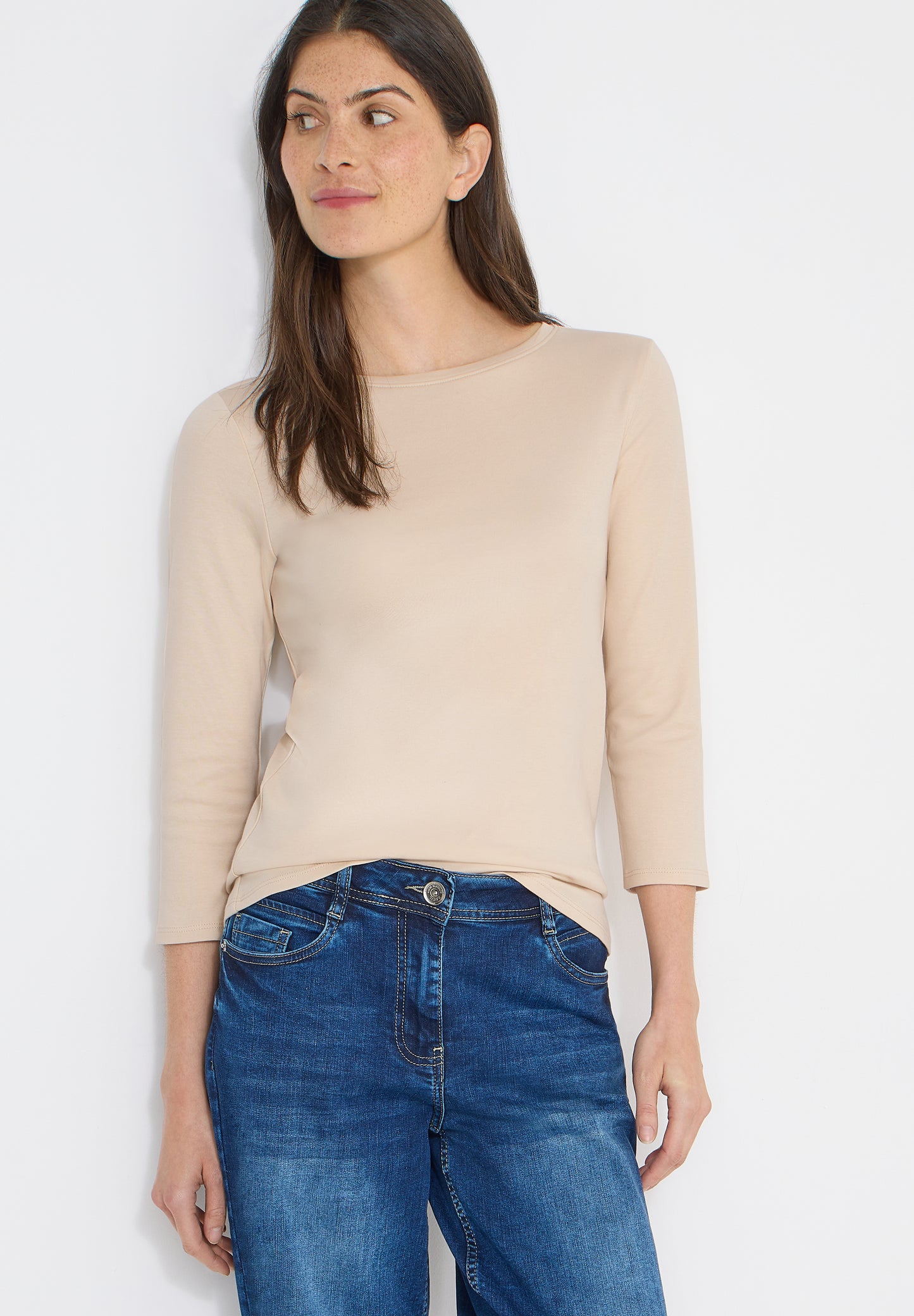 CECIL - Basic Shirt in Unifarbe - Farbe: pearl beige