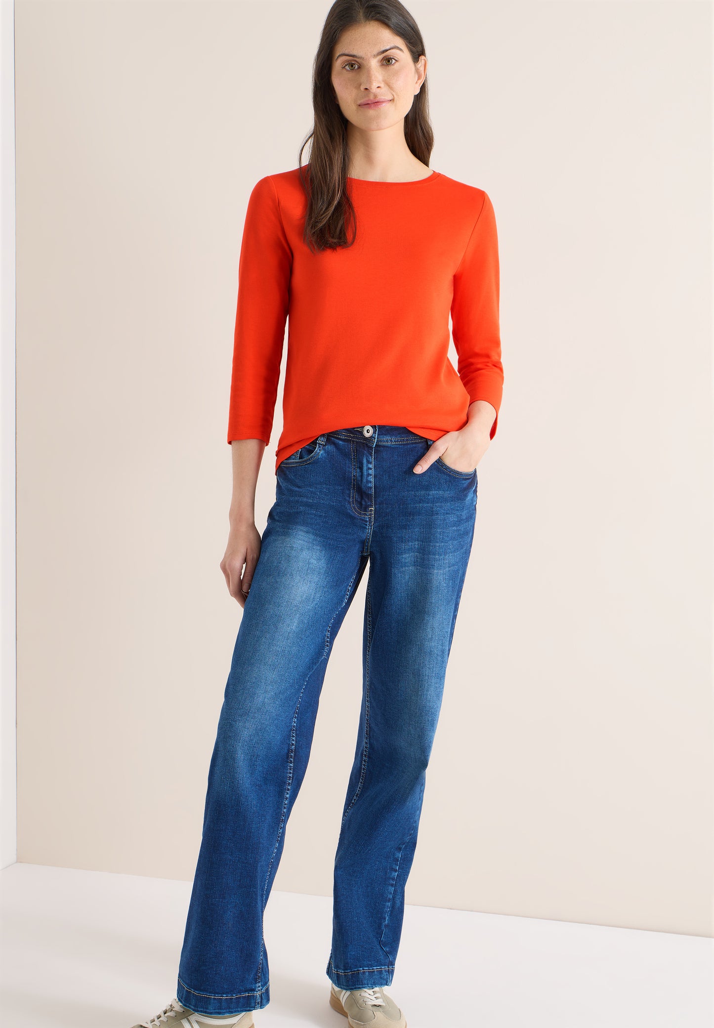 CECIL - Basic Shirt in Unifarbe - Farbe: cherry tomato orange
