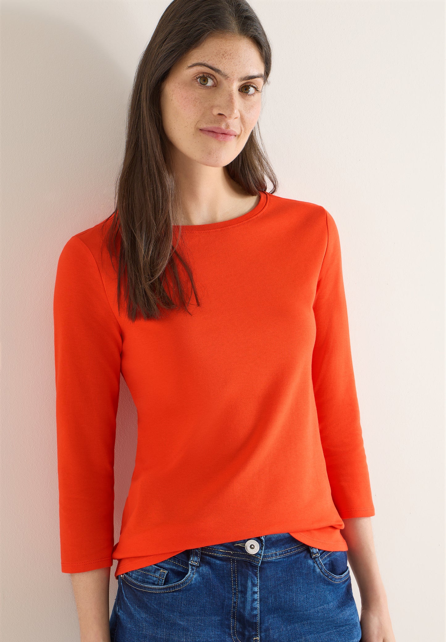 CECIL - Basic Shirt in Unifarbe - Farbe: cherry tomato orange
