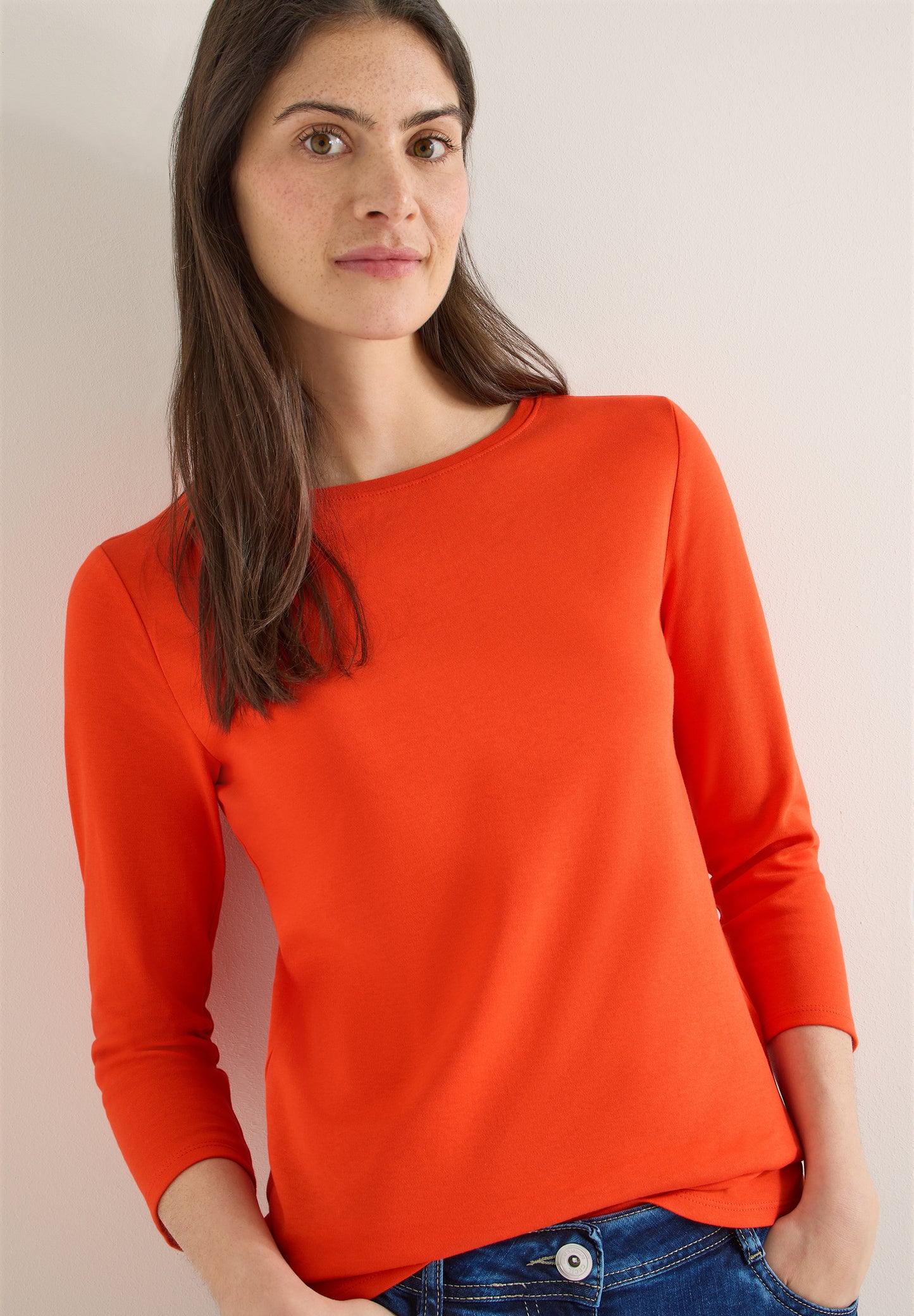 CECIL - Basic Shirt in Unifarbe - Farbe: cherry tomato orange